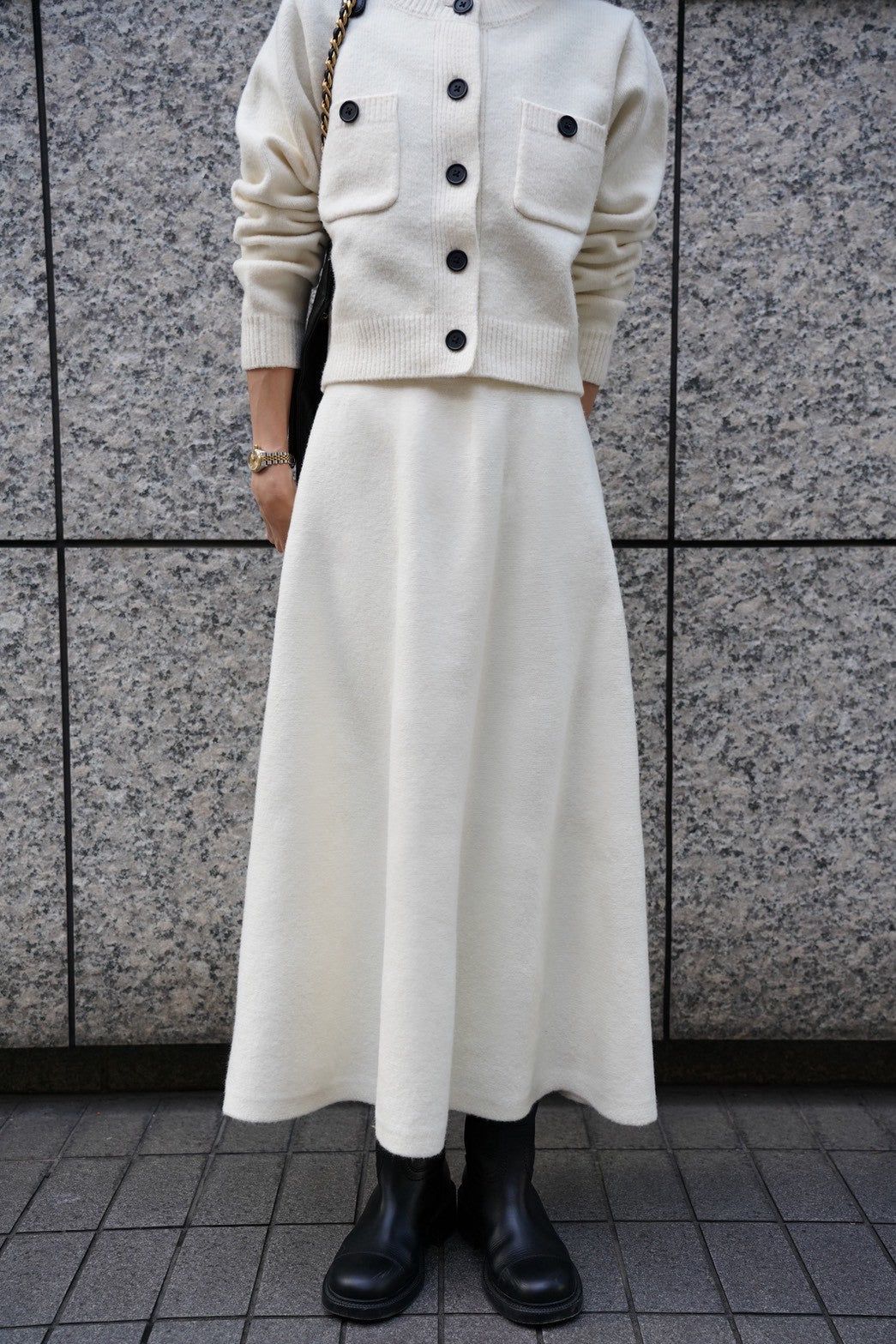 ニットフレアスカート【WHITE】