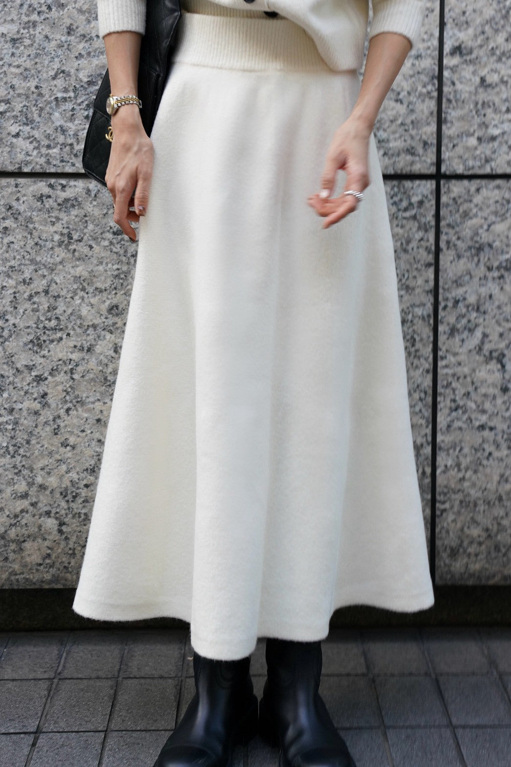 ニットフレアスカート【WHITE】