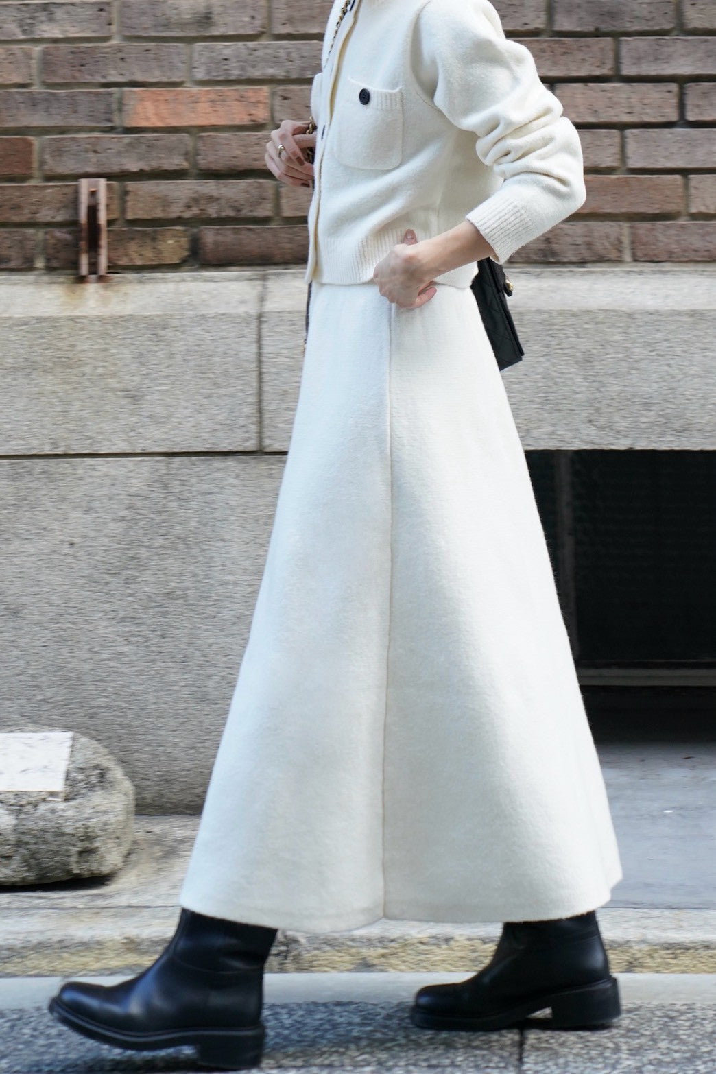 ニットフレアスカート【WHITE】