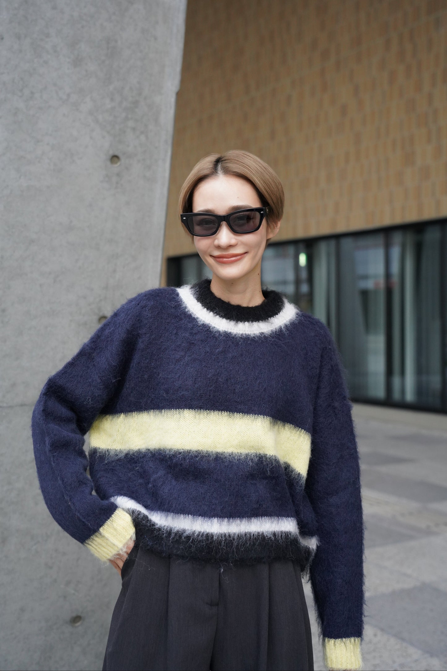 モヘアマルチカラーニット【NAVY】