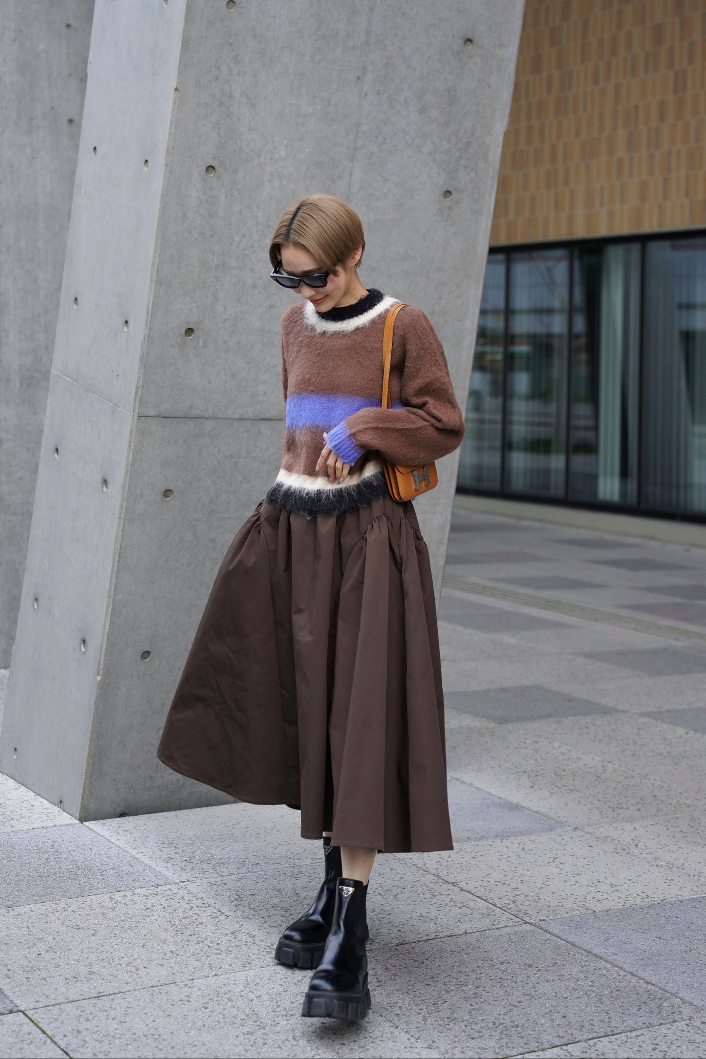 モヘアマルチカラーニット【BROWN】