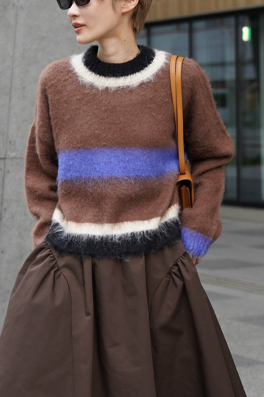 モヘアマルチカラーニット【BROWN】