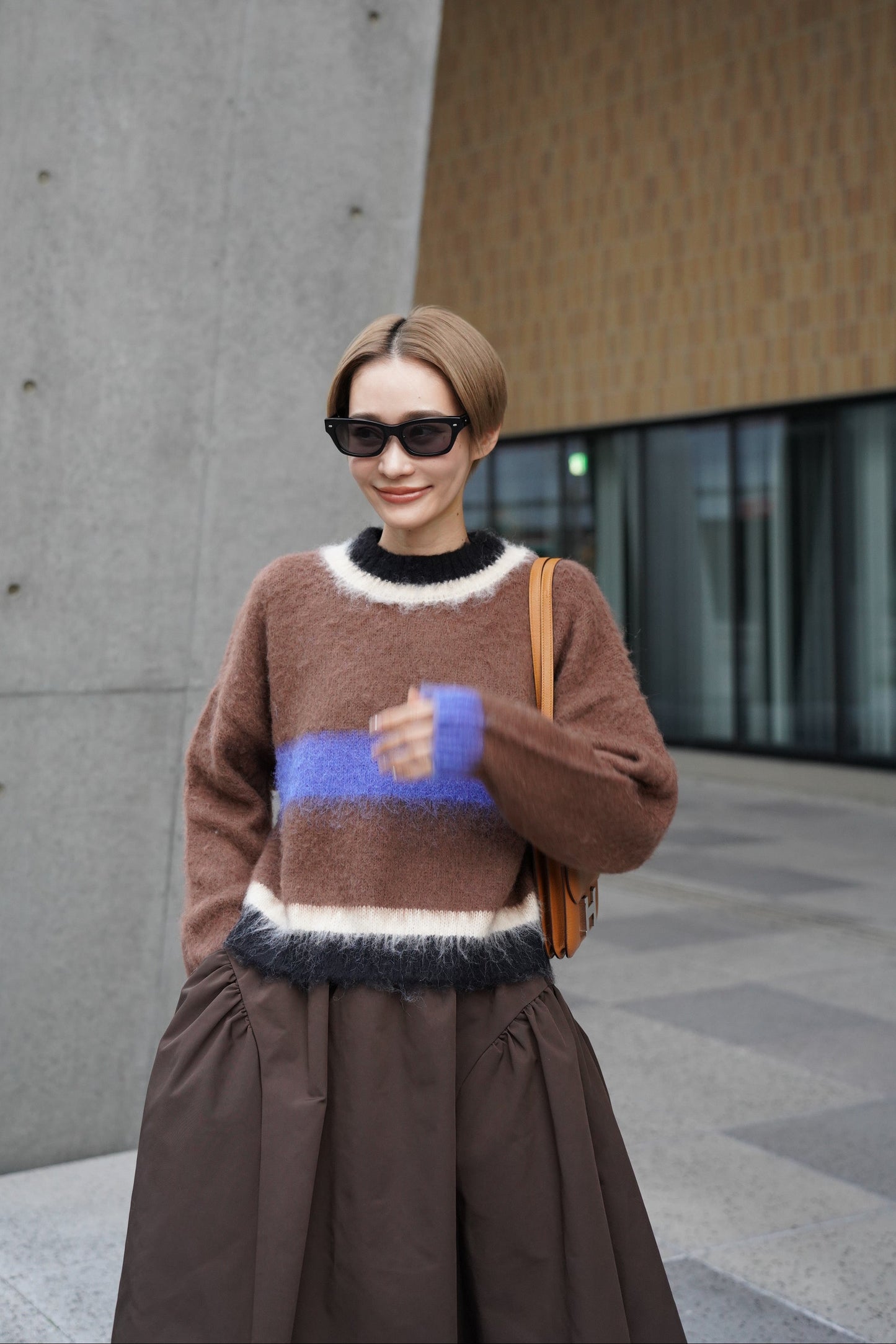 モヘアマルチカラーニット【BROWN】