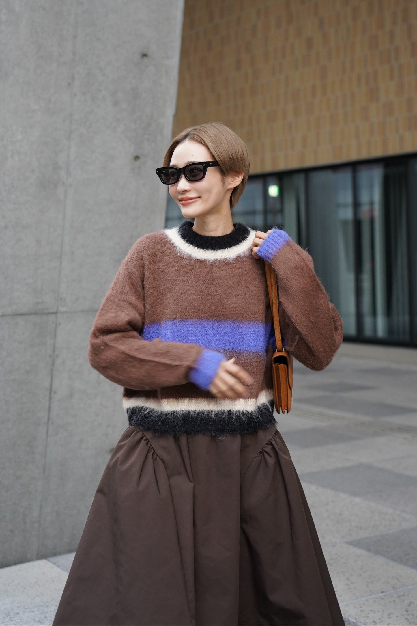 モヘアマルチカラーニット【BROWN】