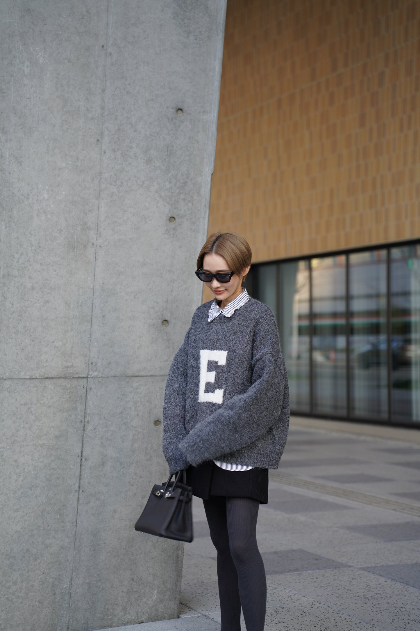 ハンドメイドロゴニット【GRAY】