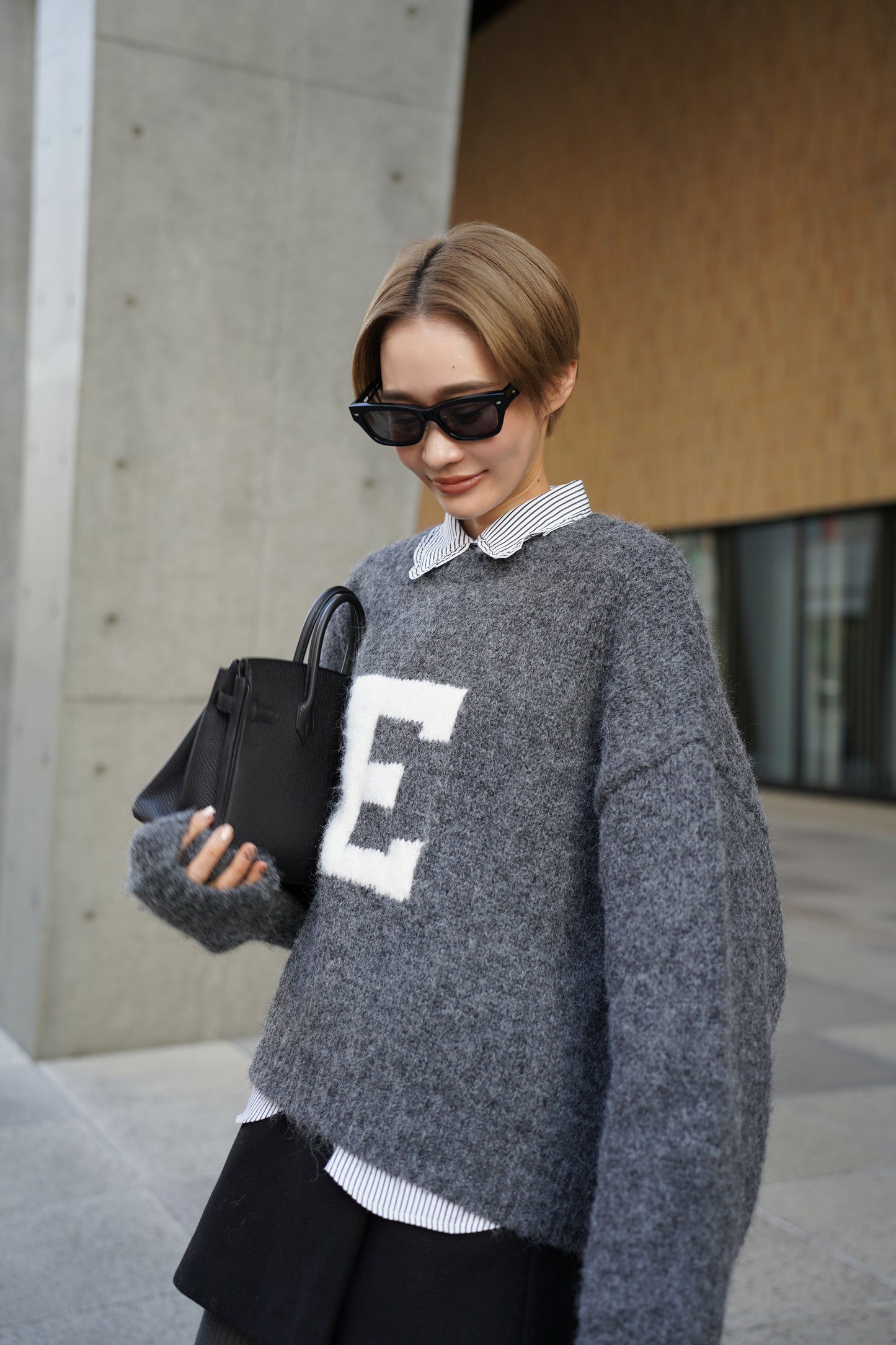 ハンドメイドロゴニット【GRAY】