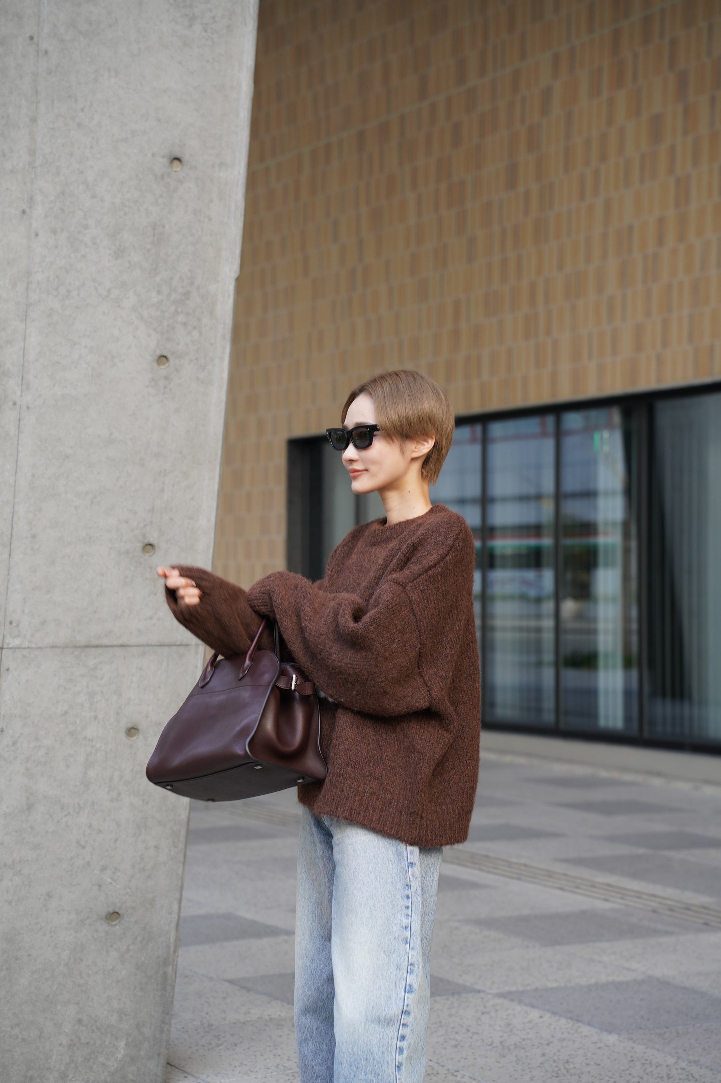 ハンドメイドロゴニット【BROWN】