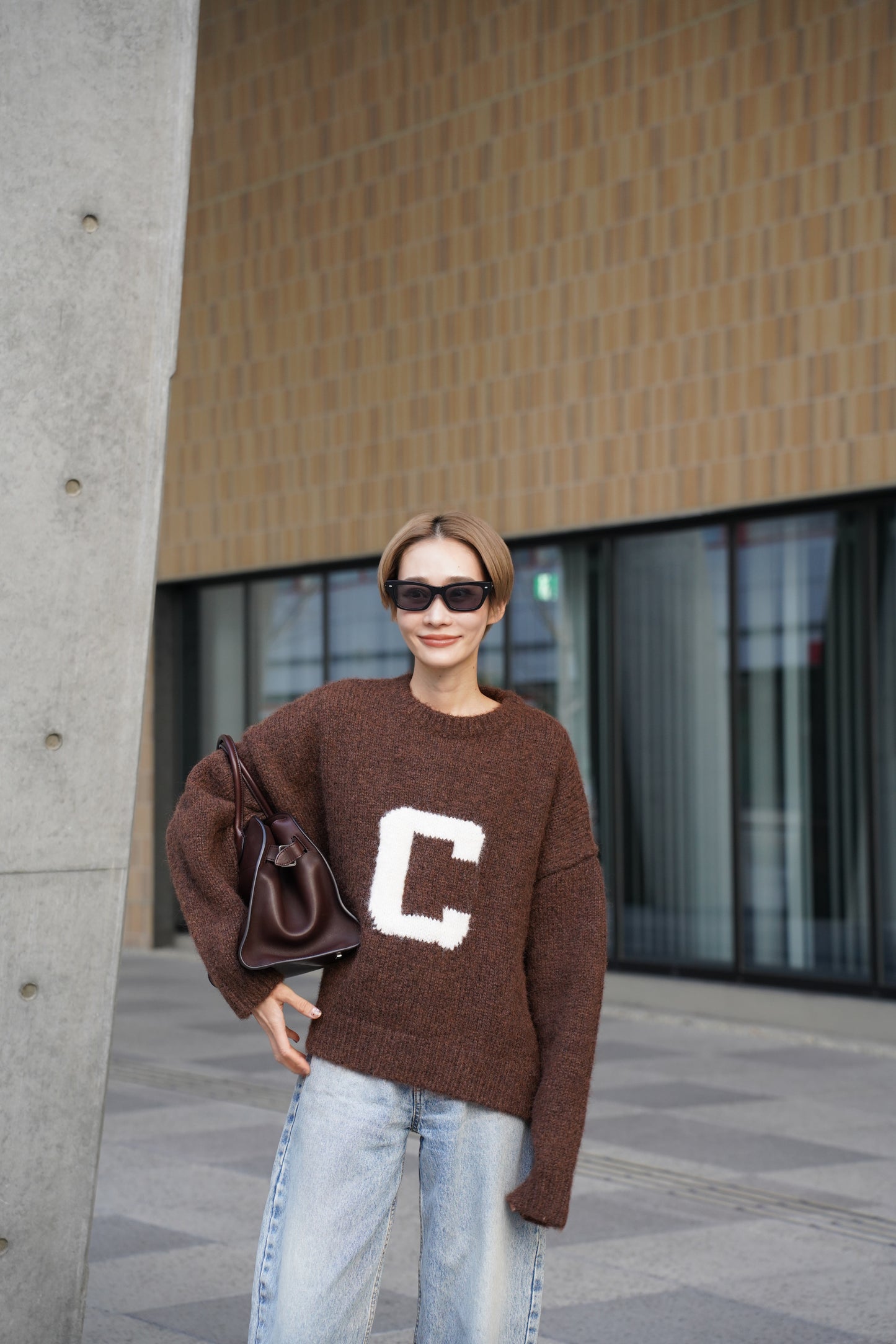 ハンドメイドロゴニット【BROWN】