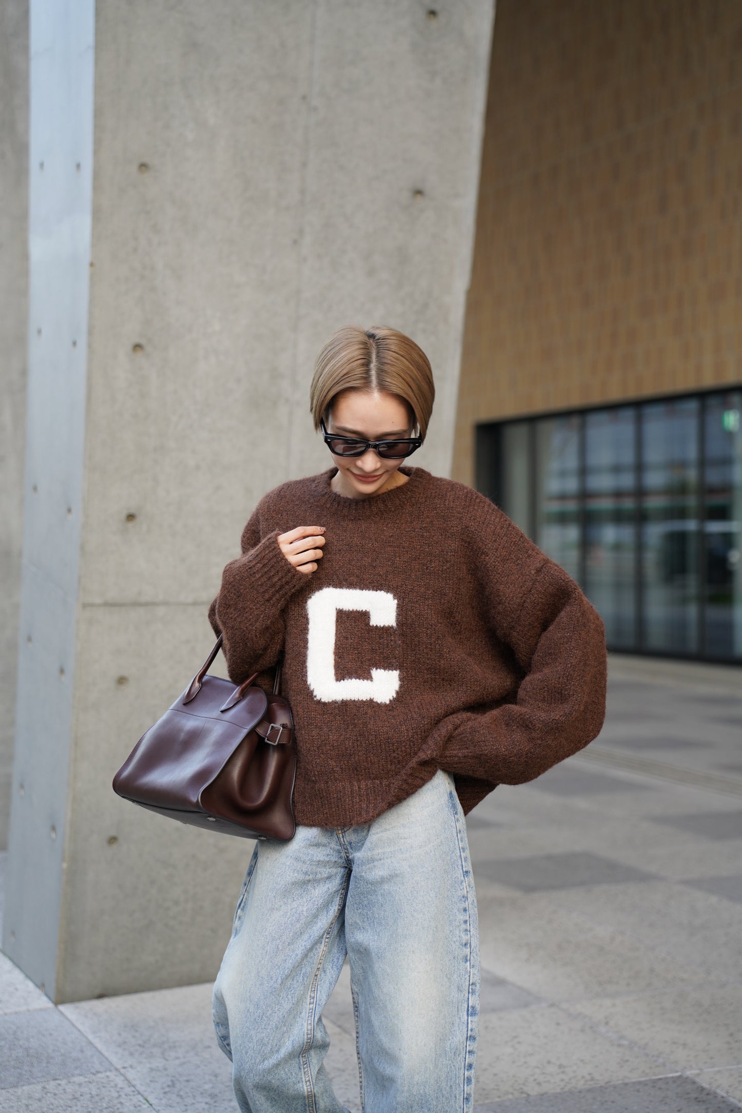 ハンドメイドロゴニット【BROWN】