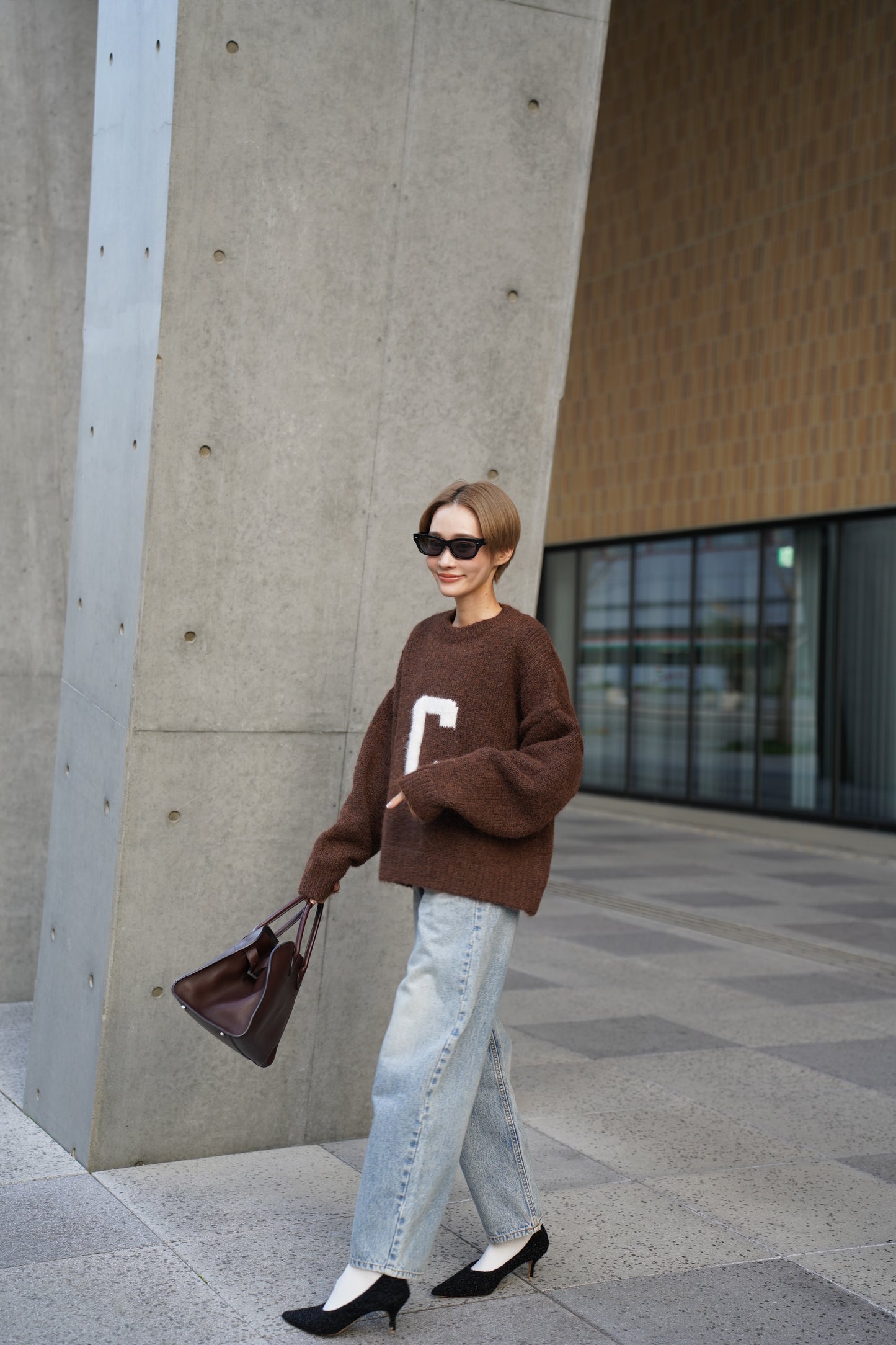 ハンドメイドロゴニット【BROWN】