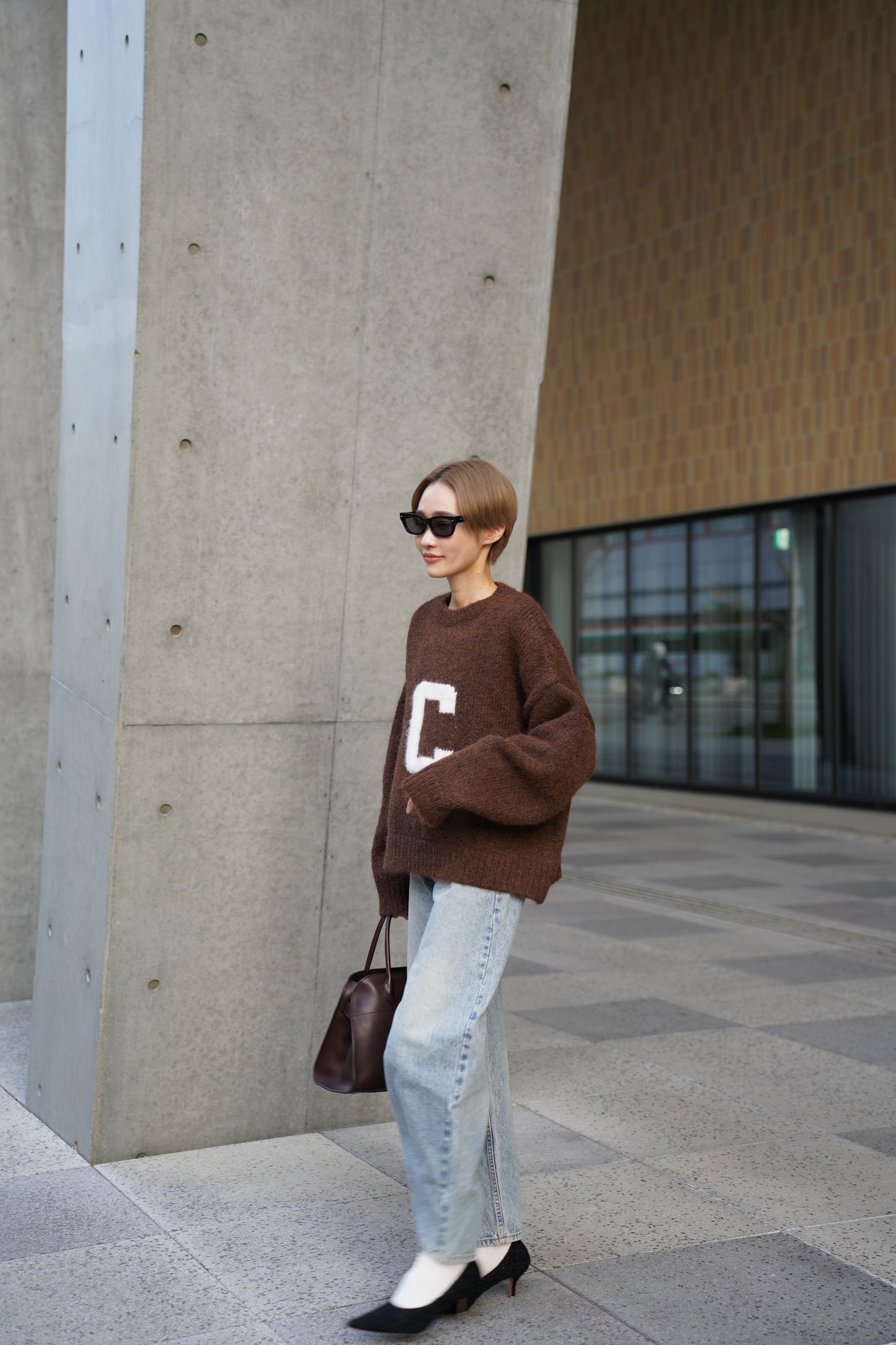 ハンドメイドロゴニット【BROWN】