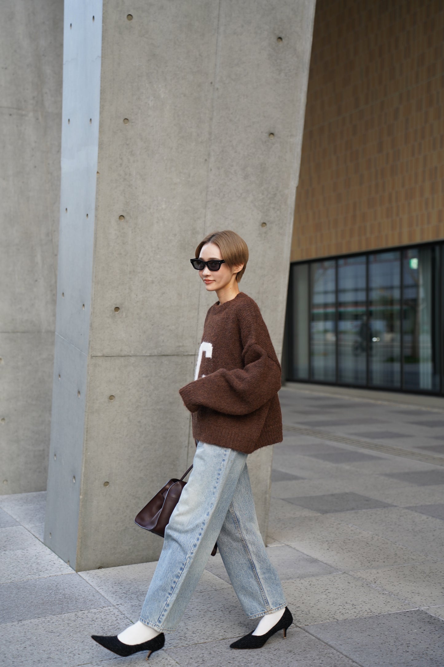 ハンドメイドロゴニット【BROWN】