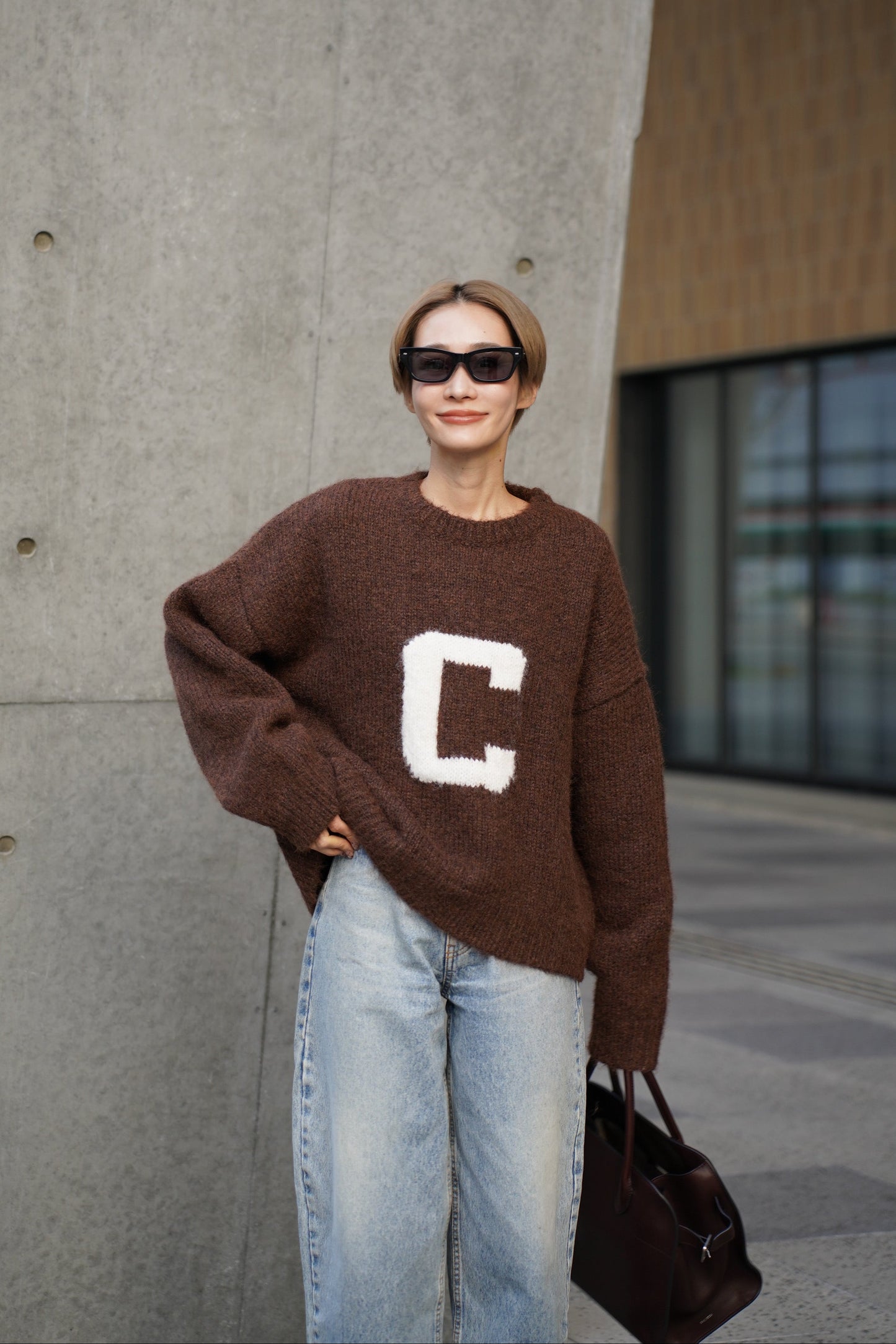 ハンドメイドロゴニット【BROWN】