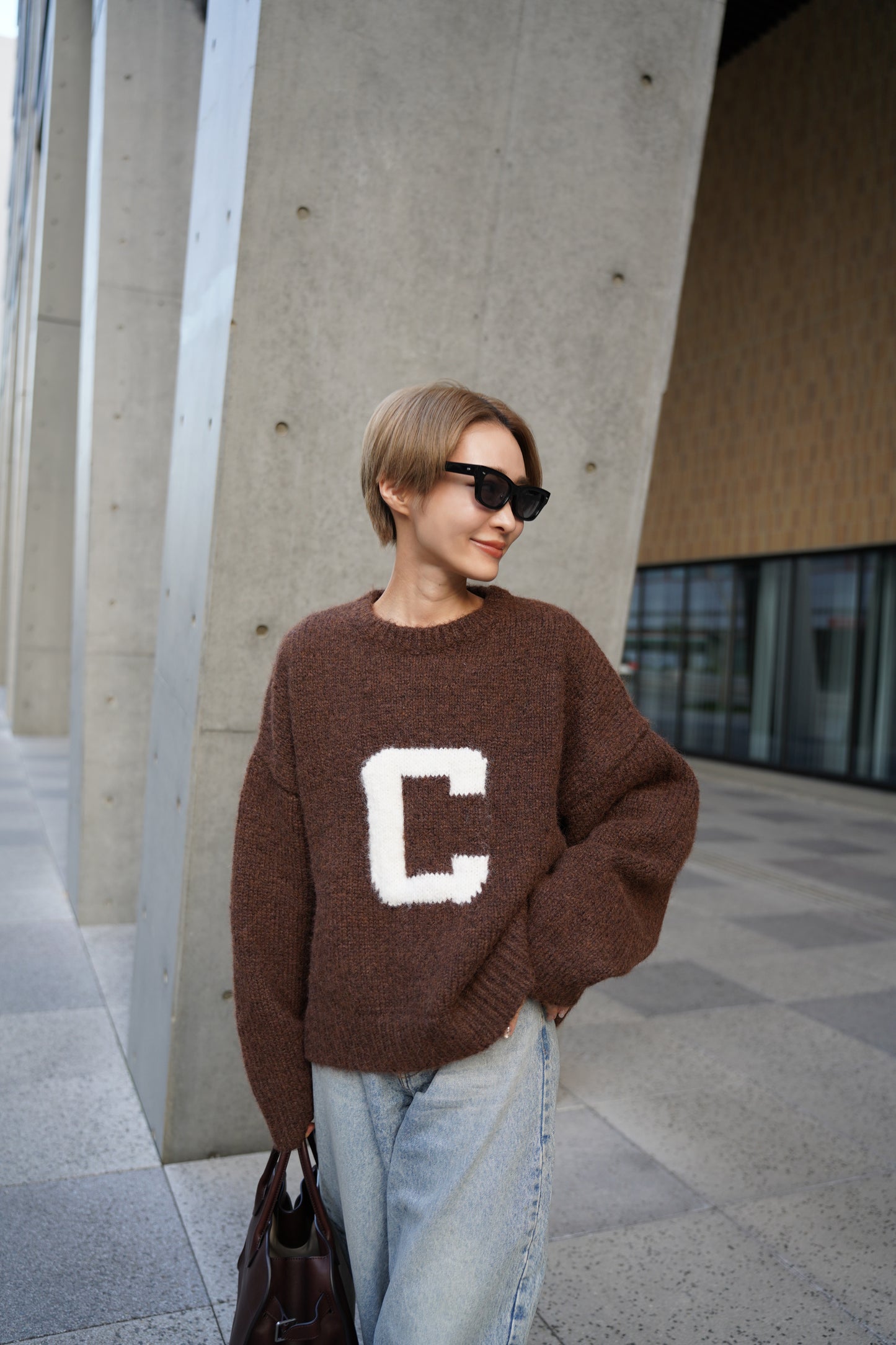 ハンドメイドロゴニット【BROWN】