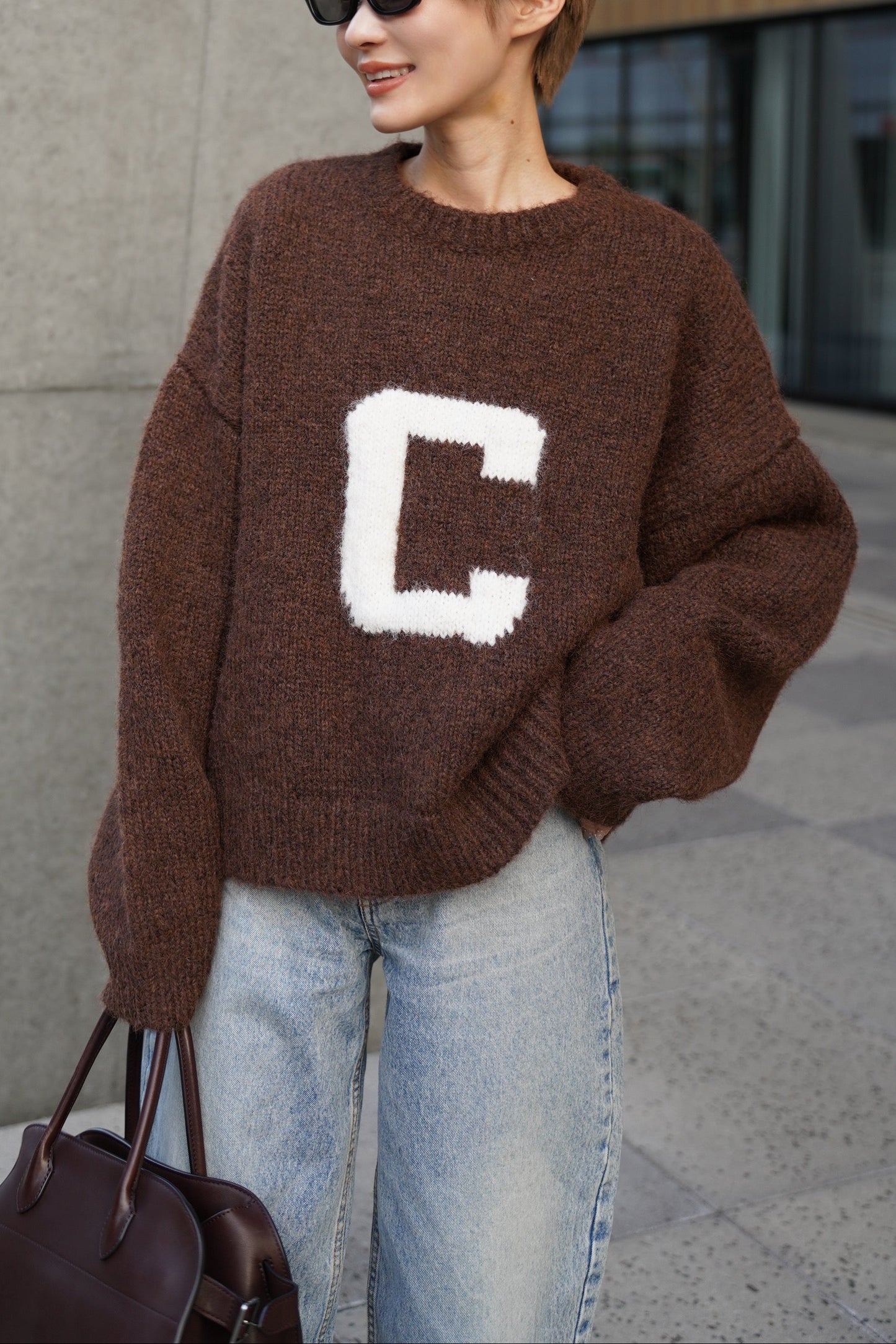 ハンドメイドロゴニット【BROWN】