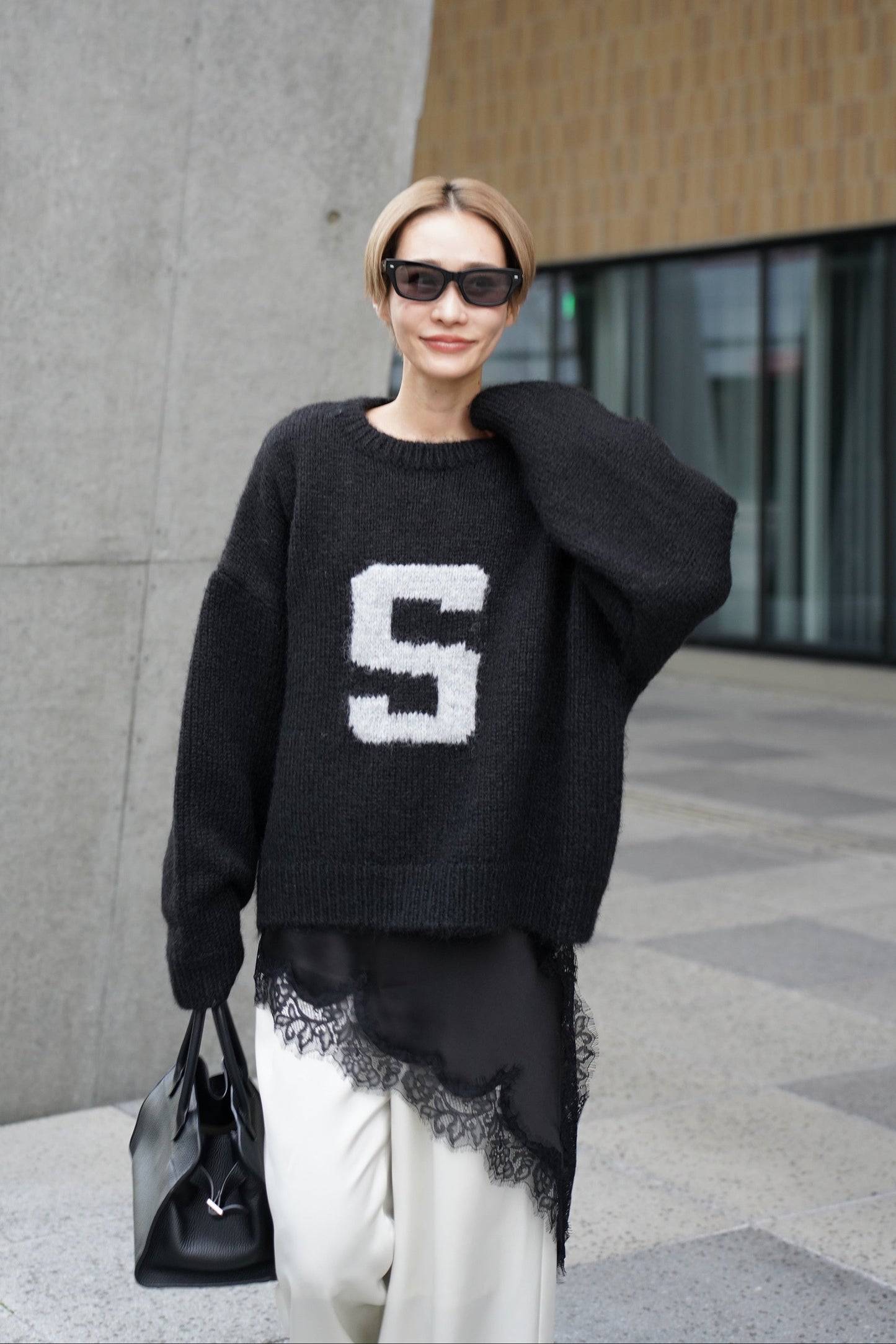 ハンドメイドロゴニット【BLACK】