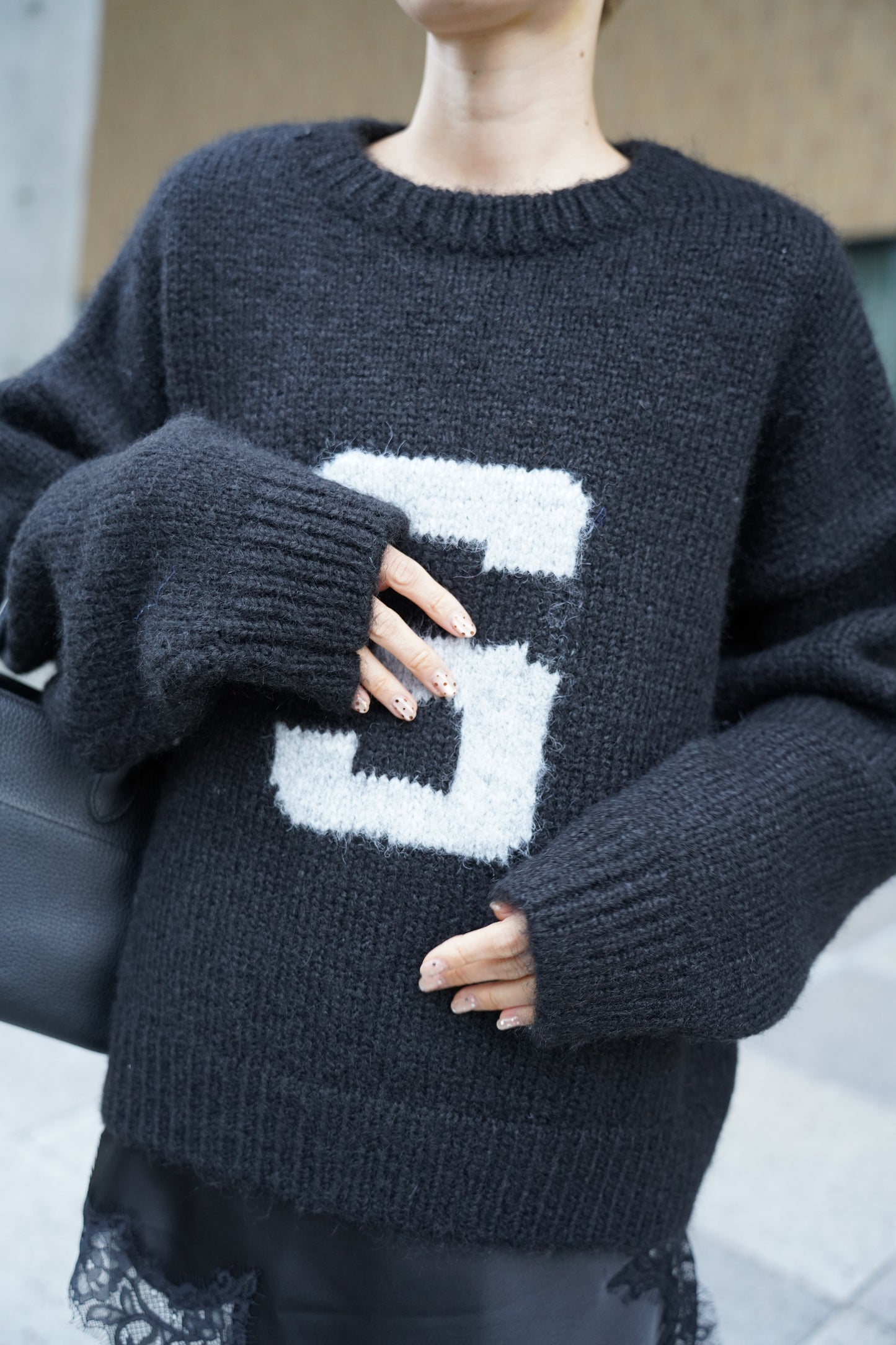 ハンドメイドロゴニット【BLACK】