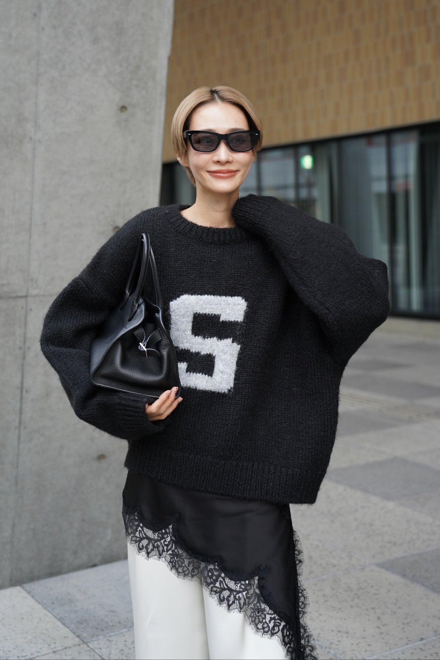 ハンドメイドロゴニット【BLACK】