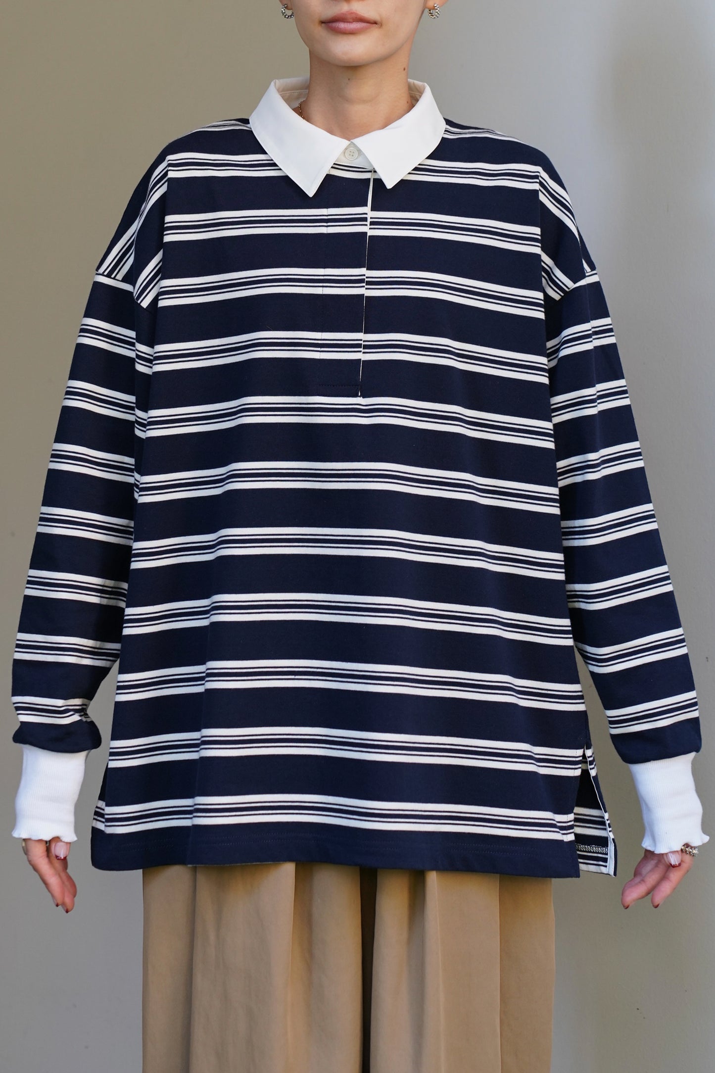 ボーダーポロトップス【NAVY】