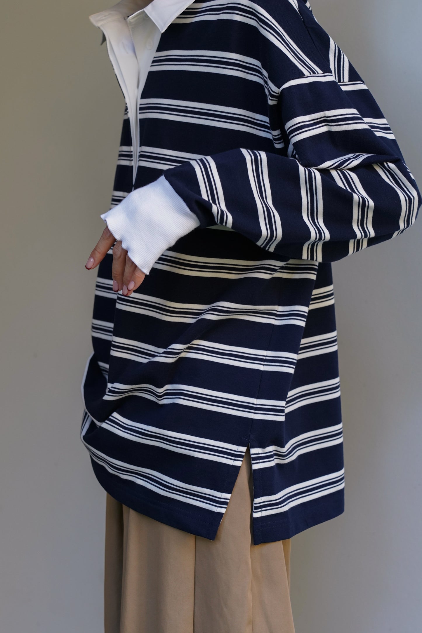 ボーダーポロトップス【NAVY】