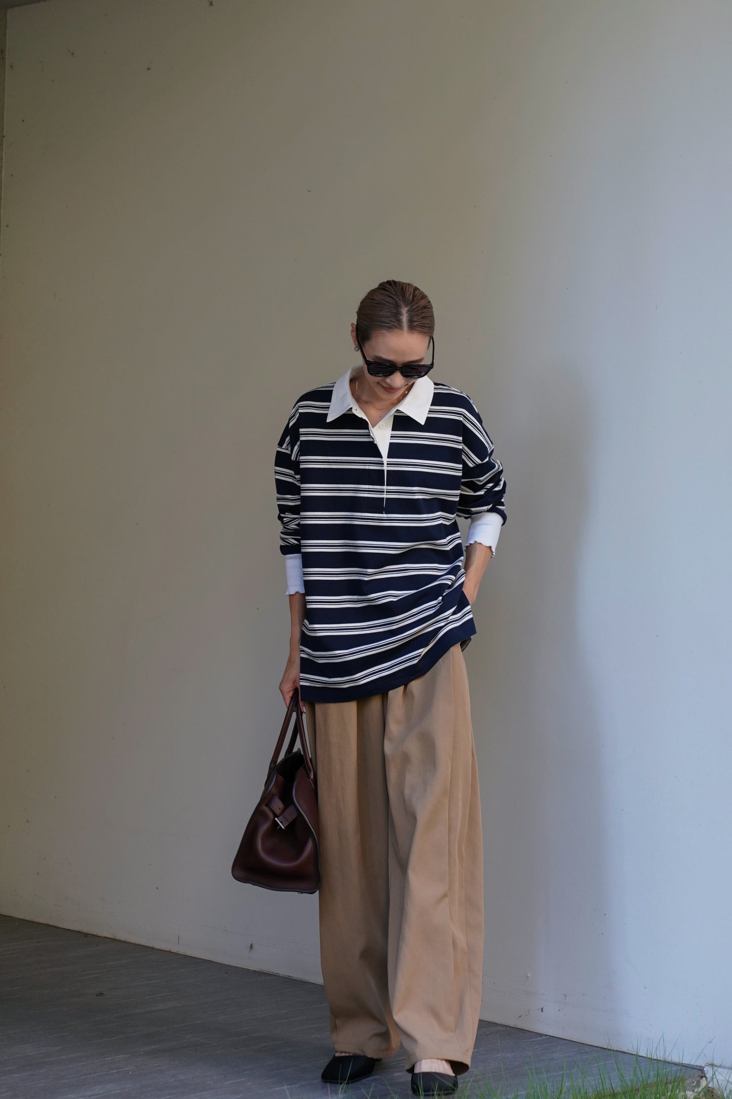 ボーダーポロトップス【NAVY】