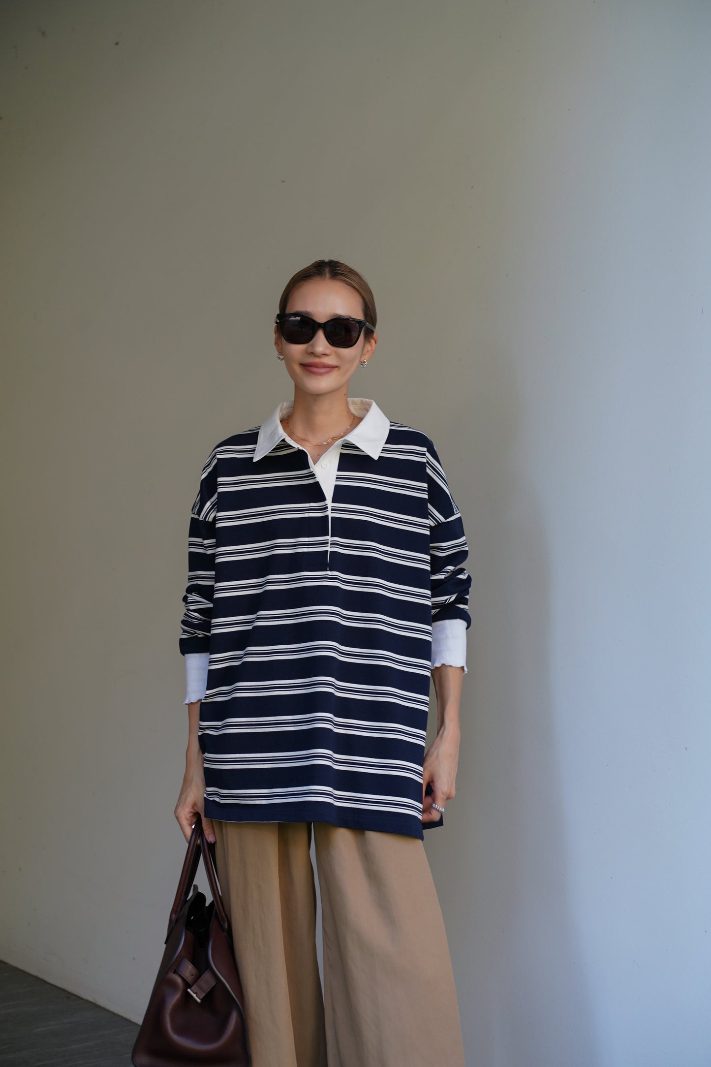 ボーダーポロトップス【NAVY】