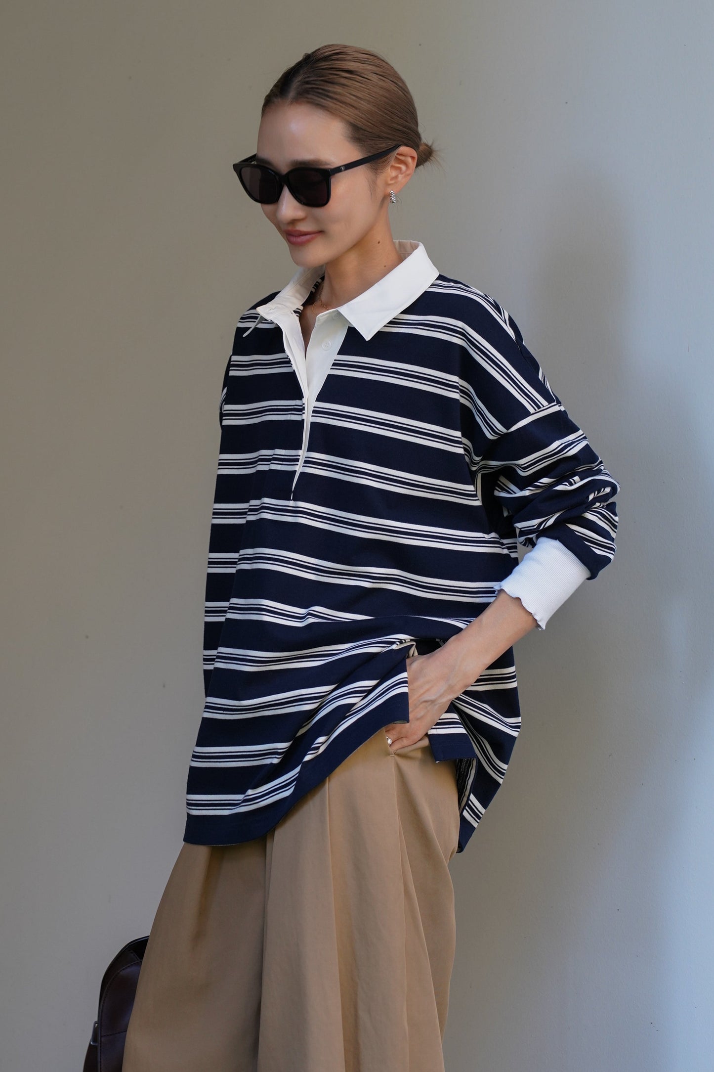 ボーダーポロトップス【NAVY】