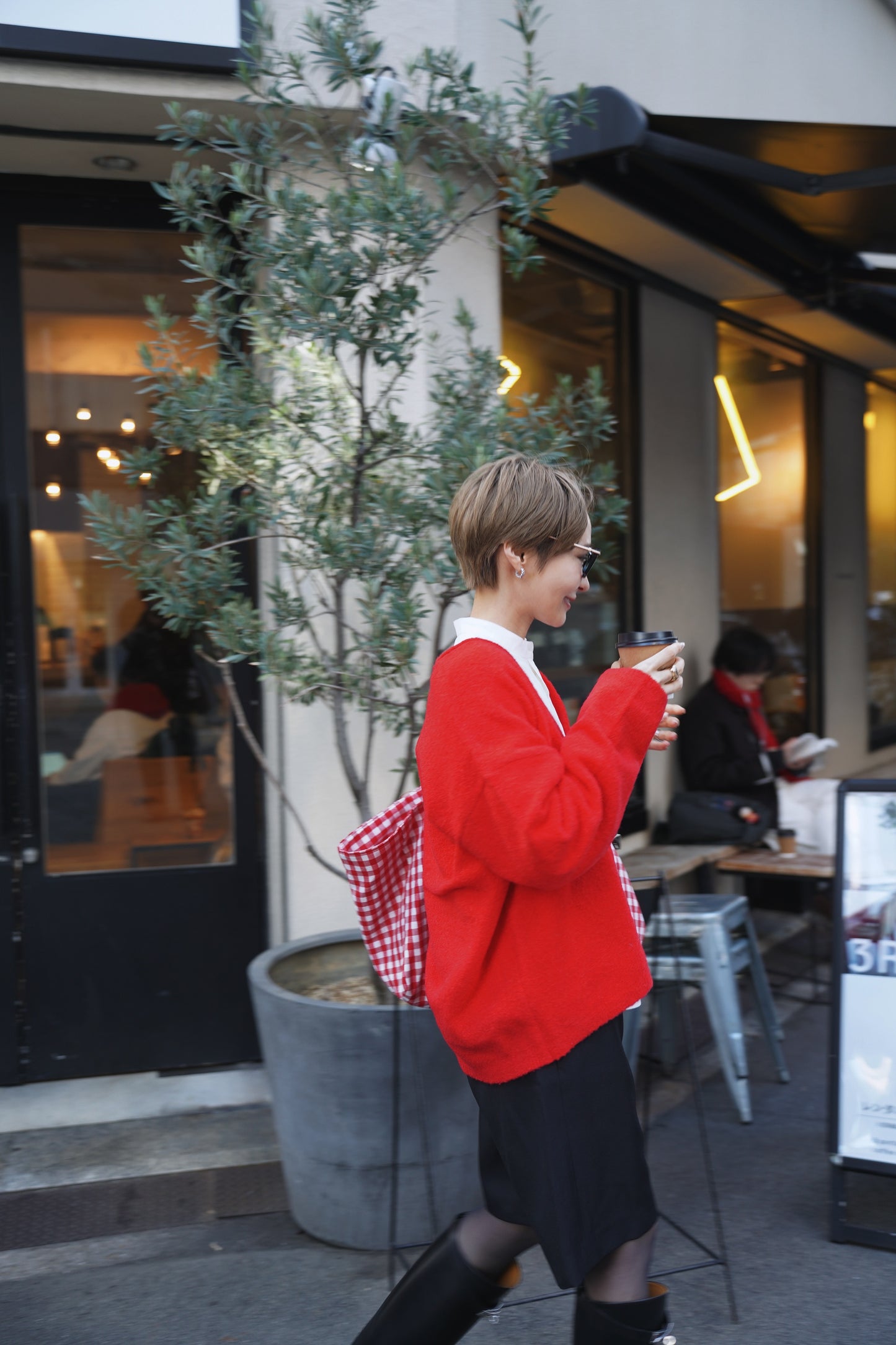 Vネックブークレニット【RED】