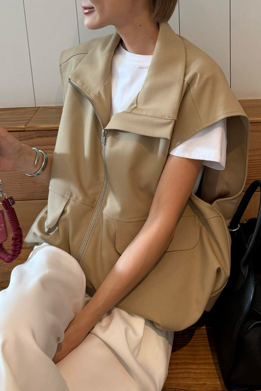 ジップベスト【BEIGE】
