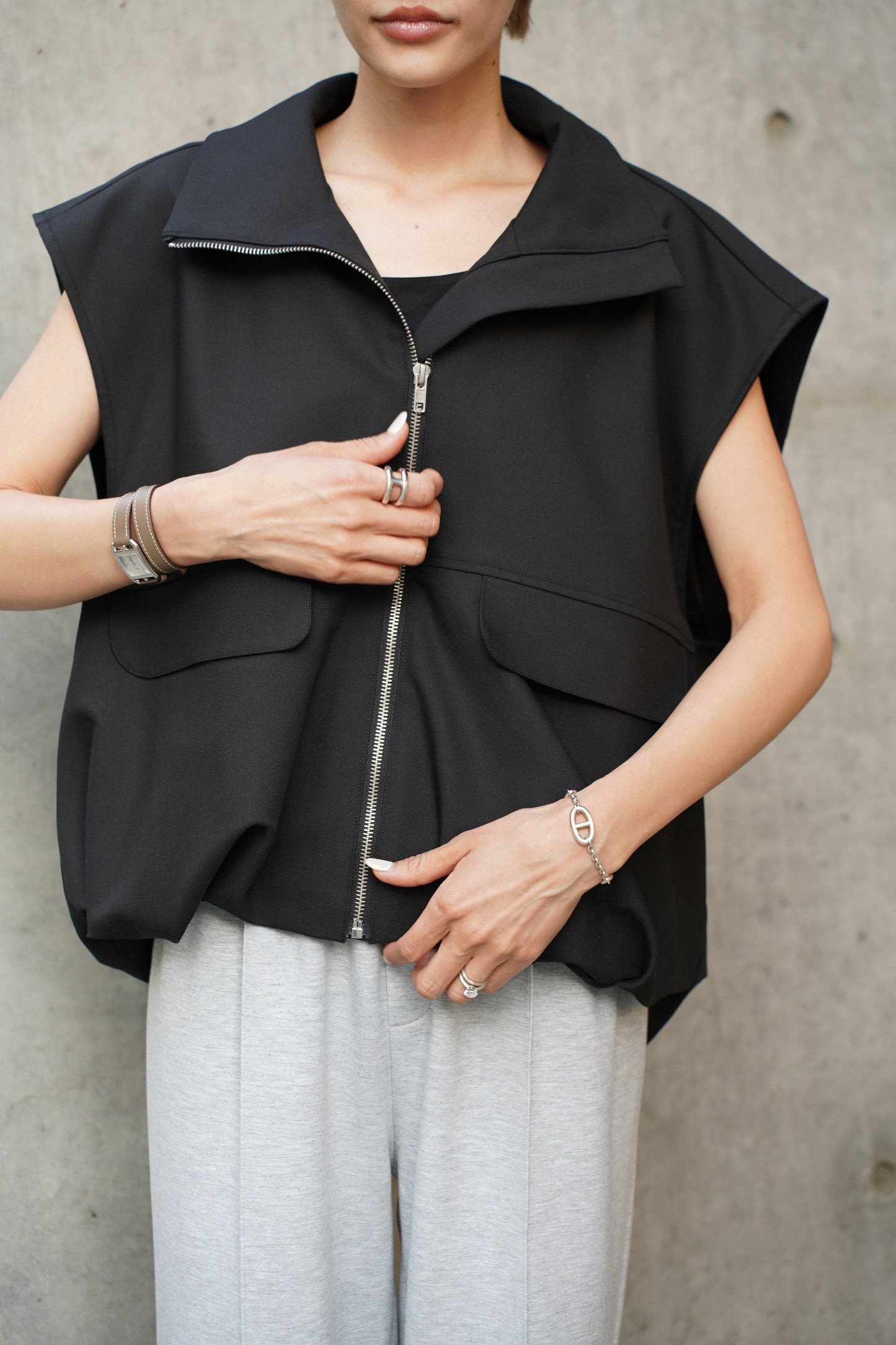 ジップベスト【BLACK】