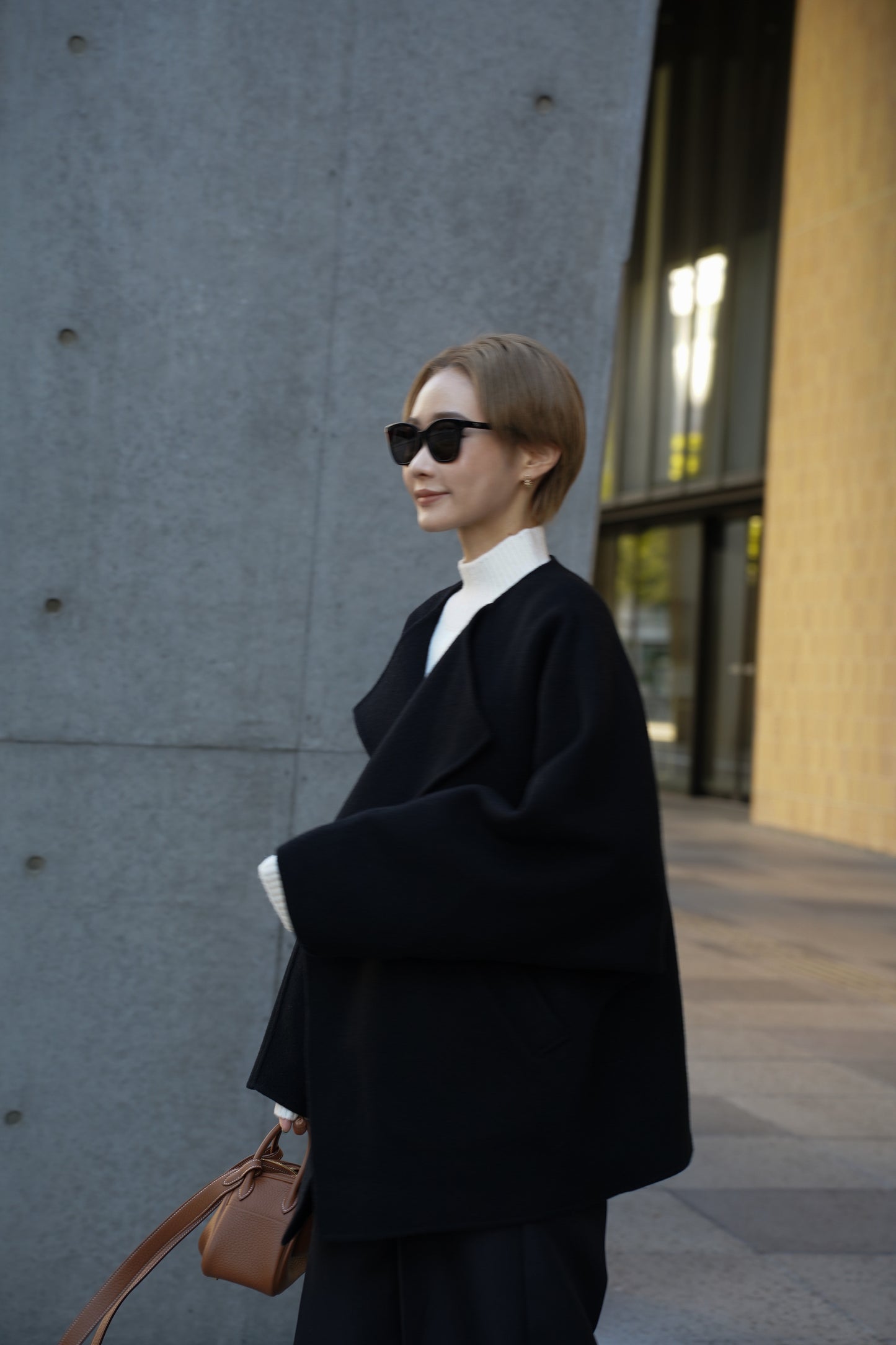 【予約販売1月下旬配送】 SUPER140ショートリバーコート【BLACK】