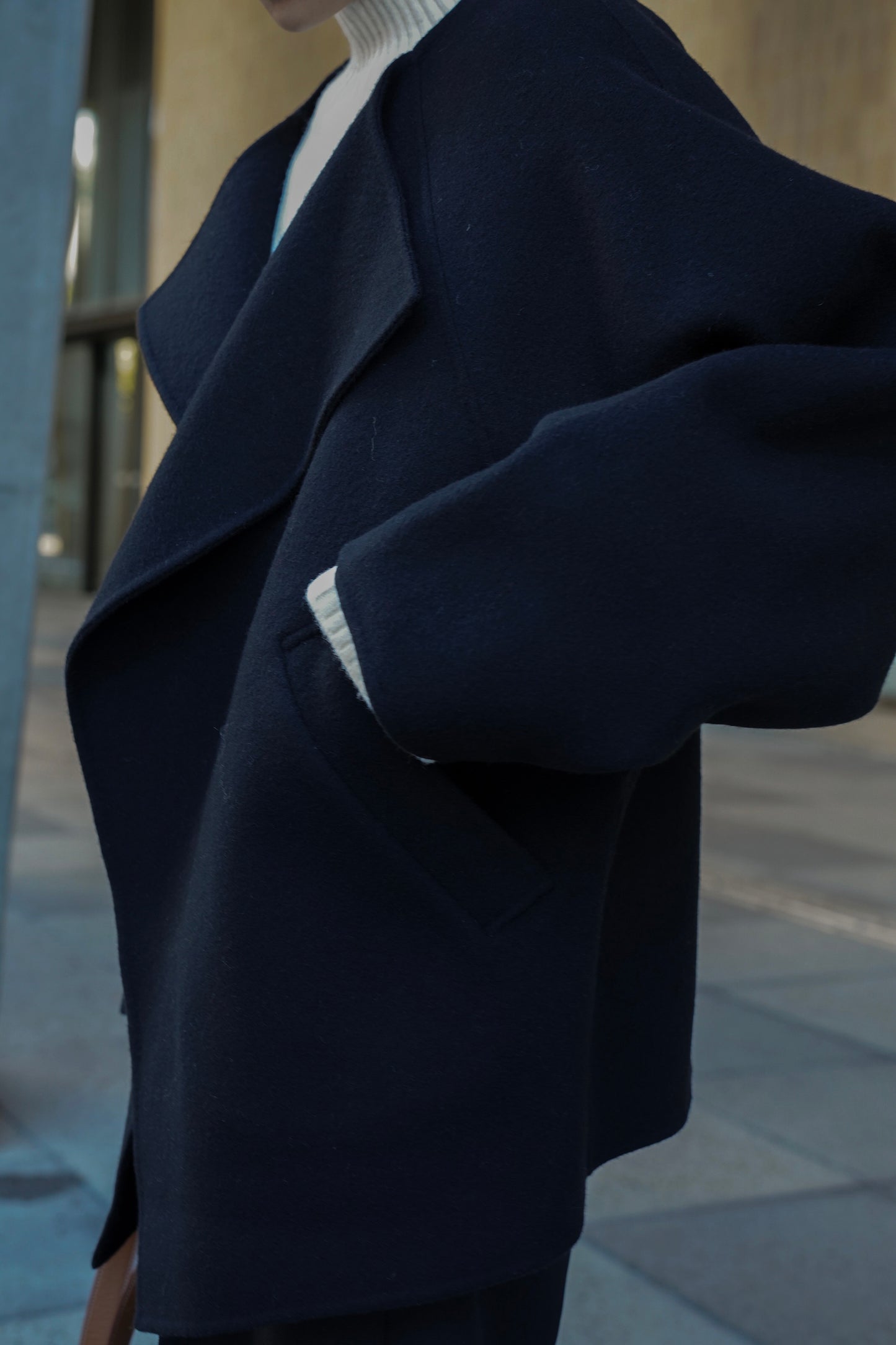 【予約販売1月下旬配送】 SUPER140ショートリバーコート【BLACK】