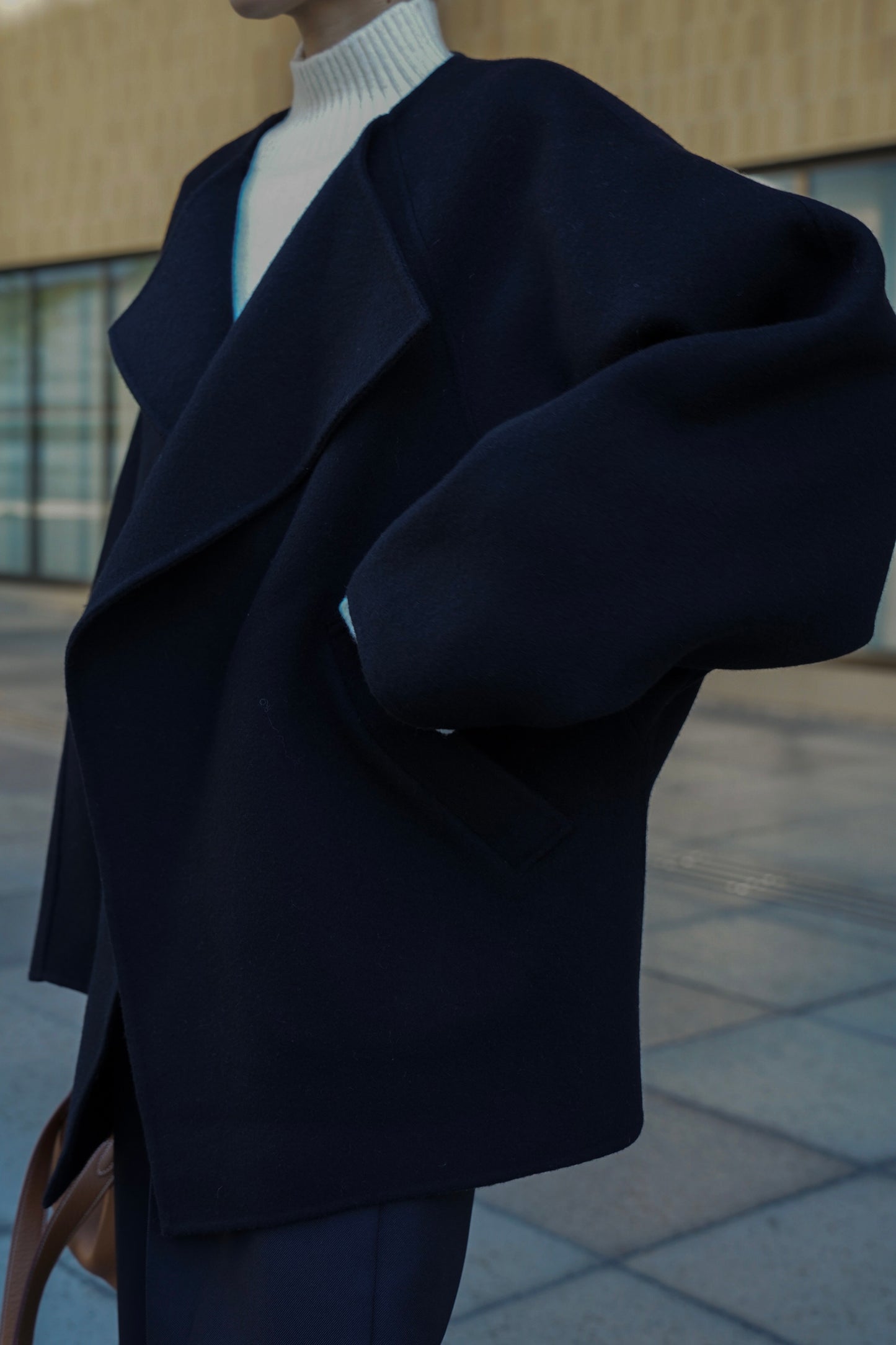 【予約販売1月下旬配送】 SUPER140ショートリバーコート【BLACK】