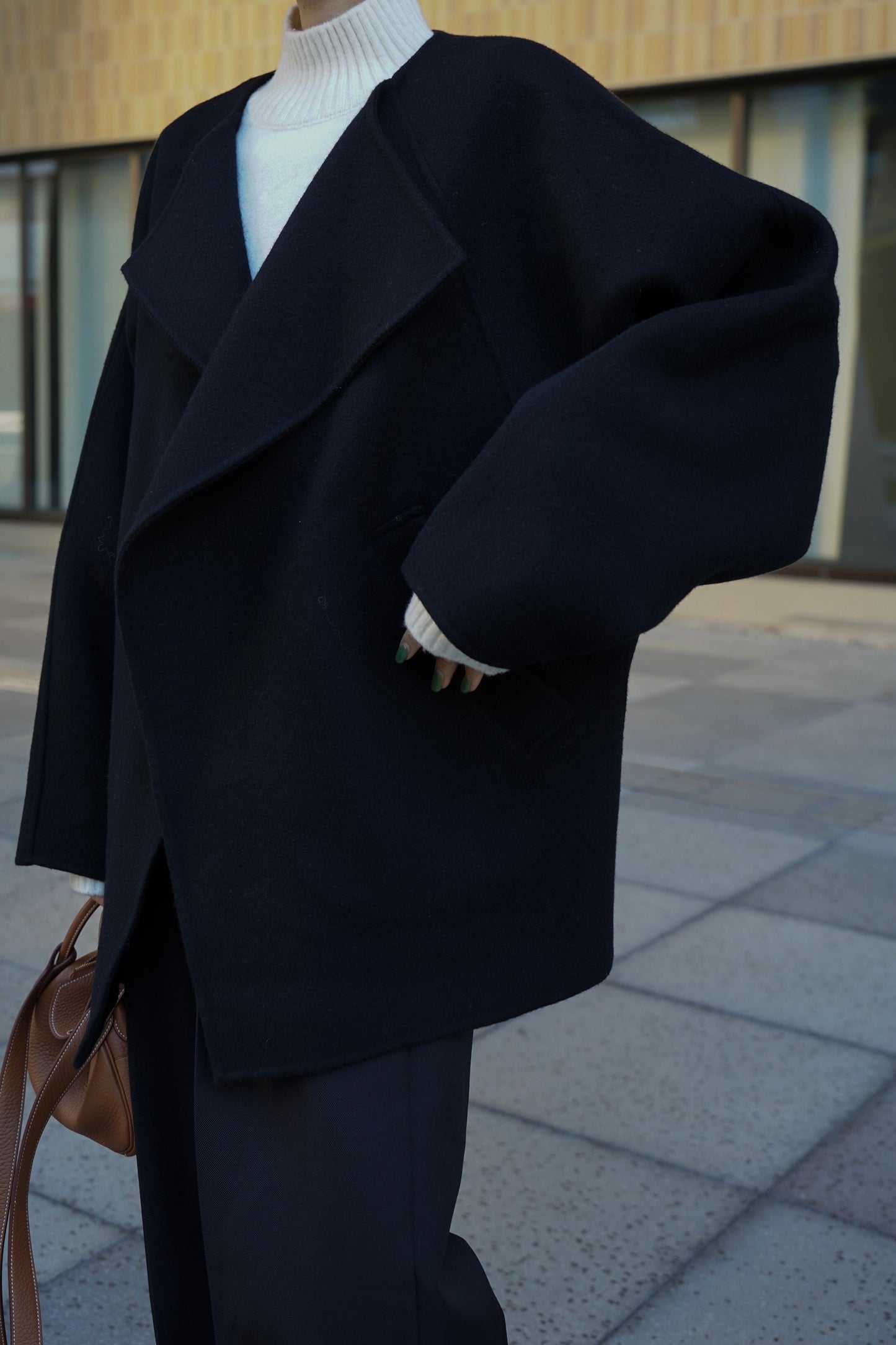 【予約販売1月下旬配送】 SUPER140ショートリバーコート【BLACK】