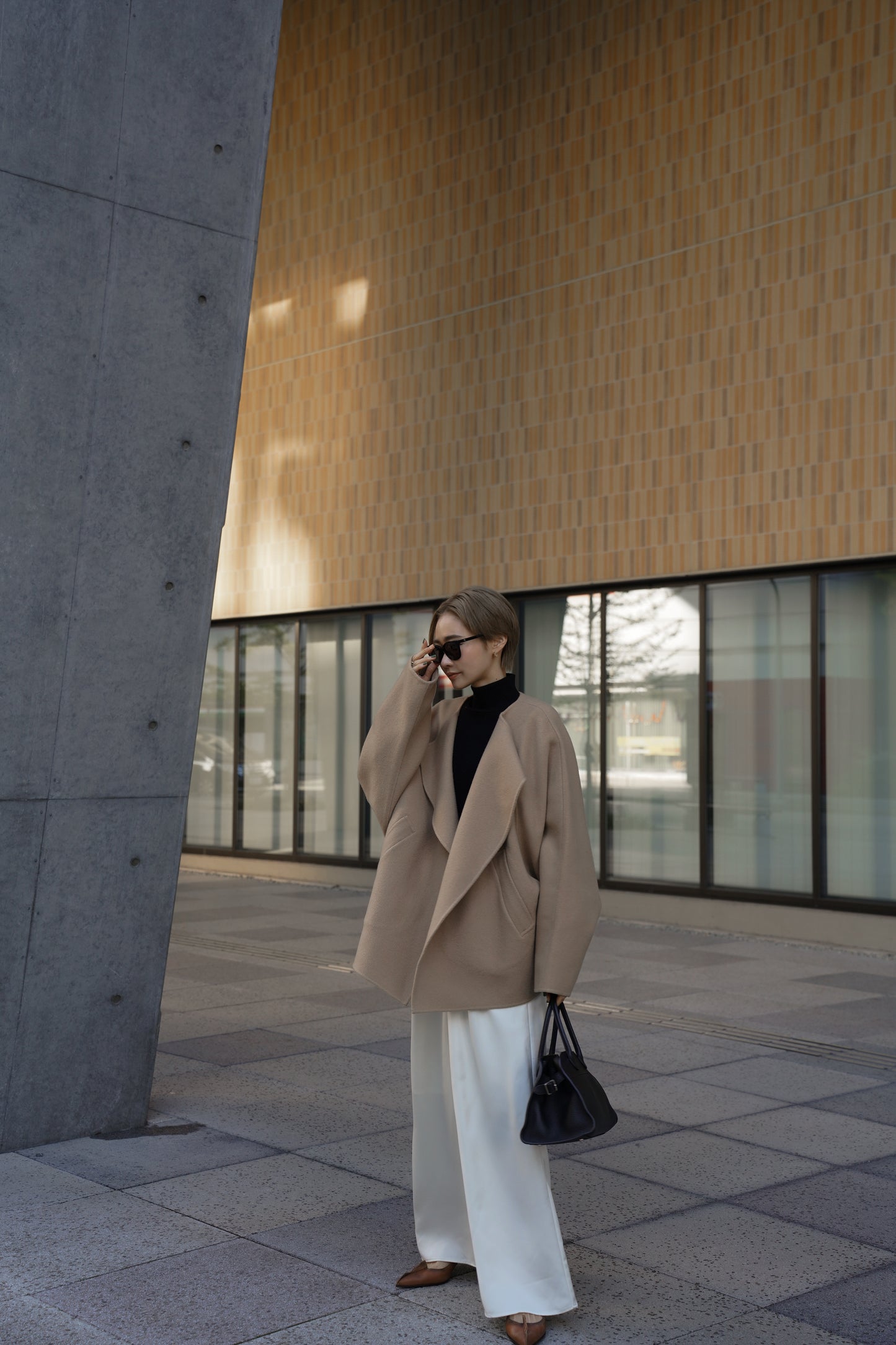 【予約販売1月下旬配送】SUPER140ショートリバーコート【BEIGE】