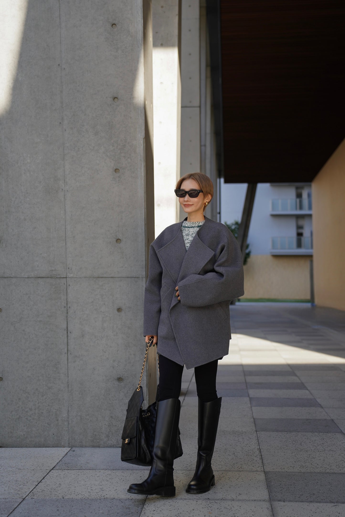 【予約販売1月下旬配送】 SUPER140ショートリバーコート【GRAY】