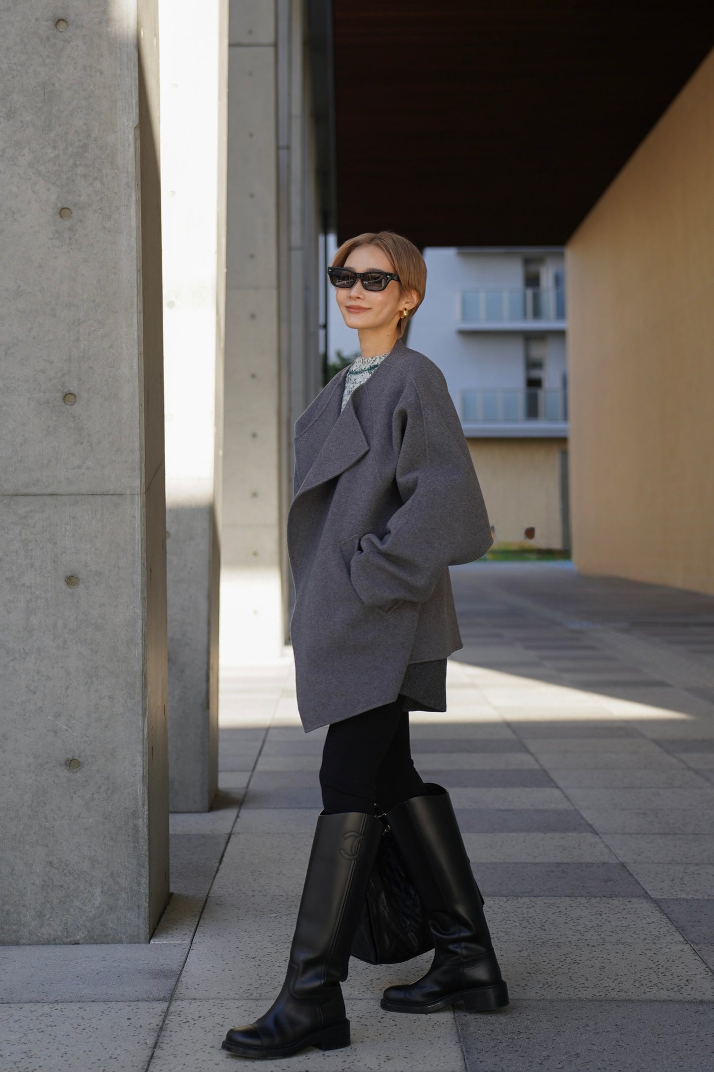 【予約販売1月下旬配送】 SUPER140ショートリバーコート【GRAY】