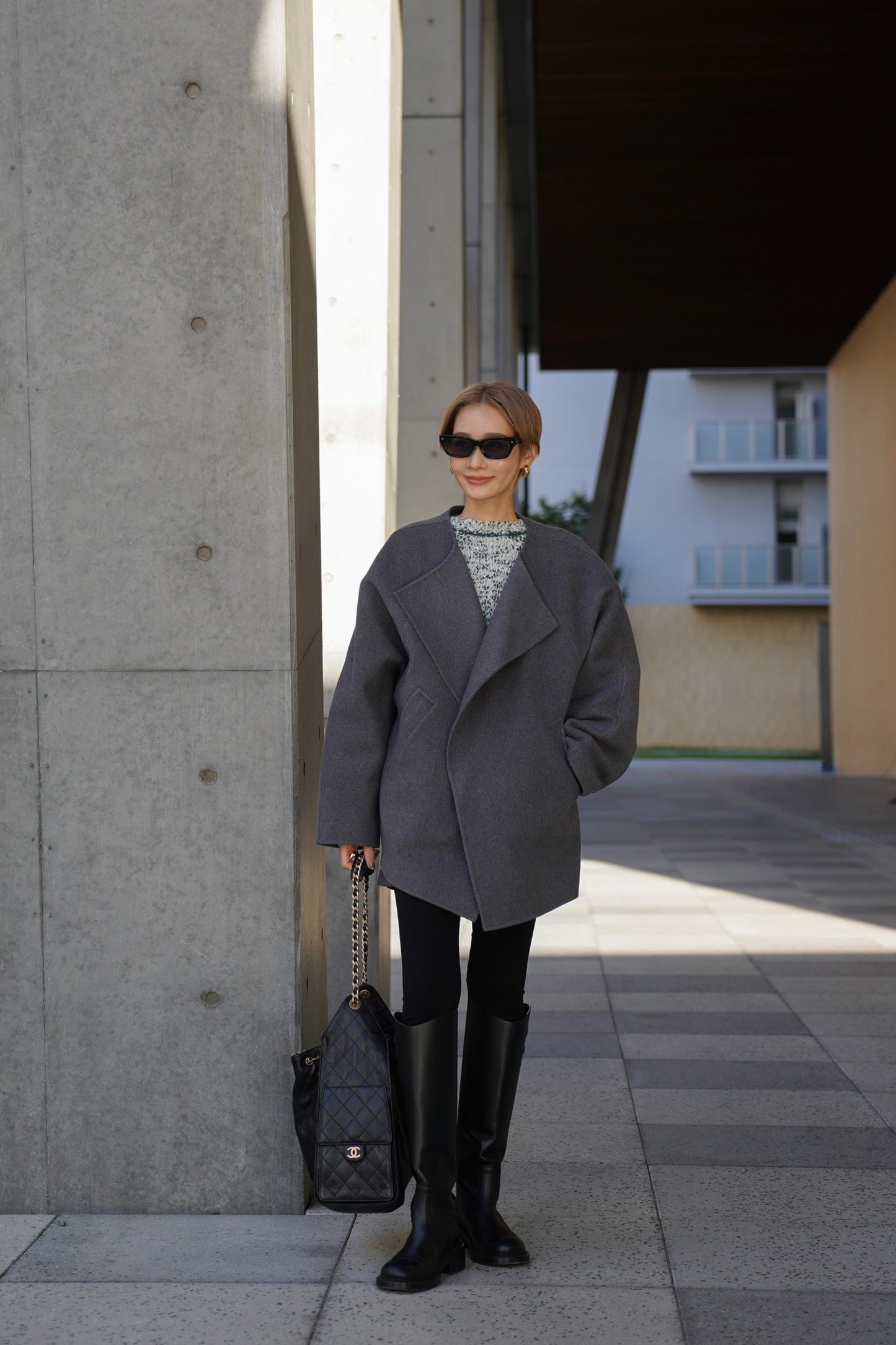 【予約販売1月下旬配送】 SUPER140ショートリバーコート【GRAY】