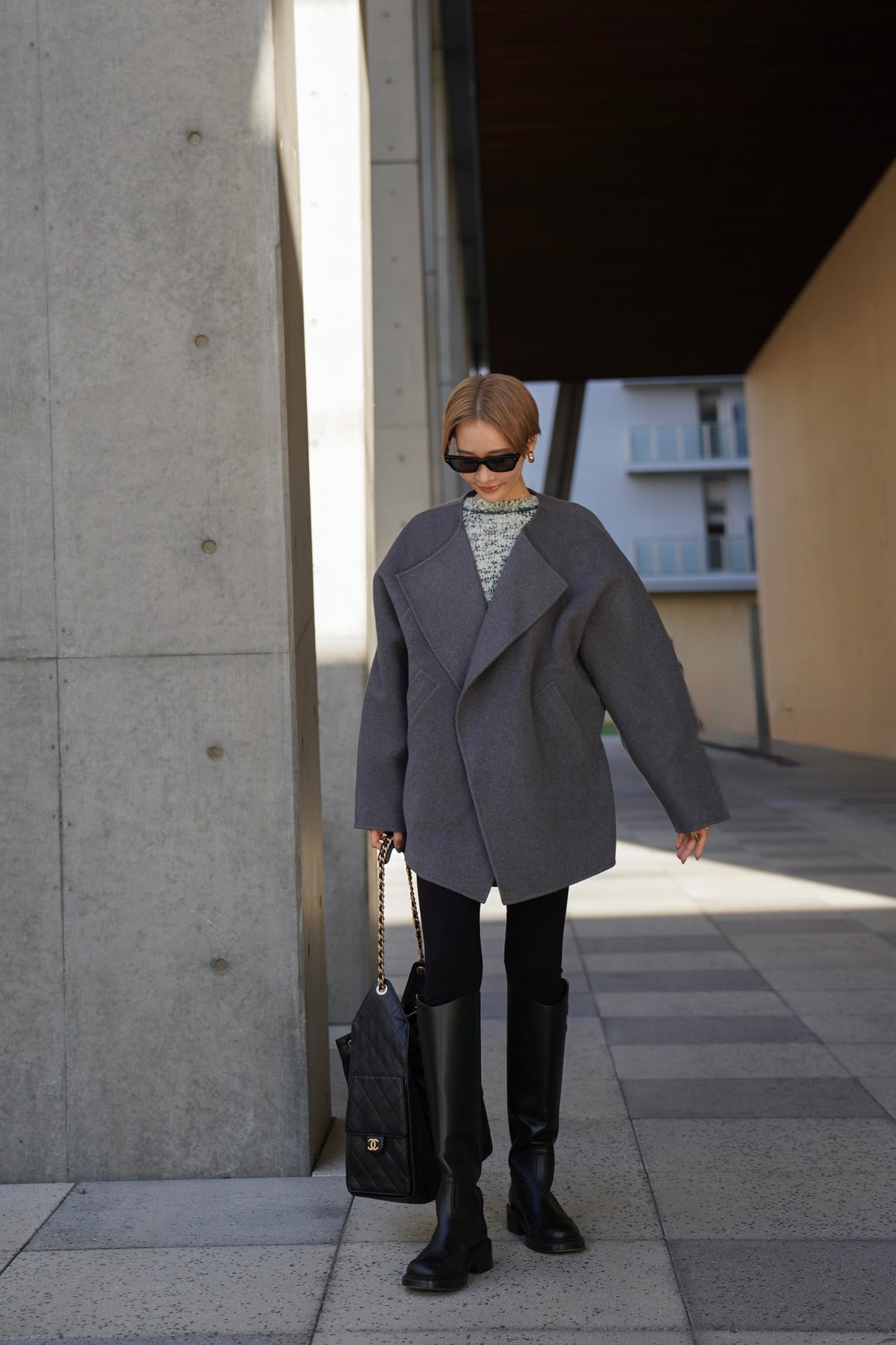 【予約販売1月下旬配送】 SUPER140ショートリバーコート【GRAY】