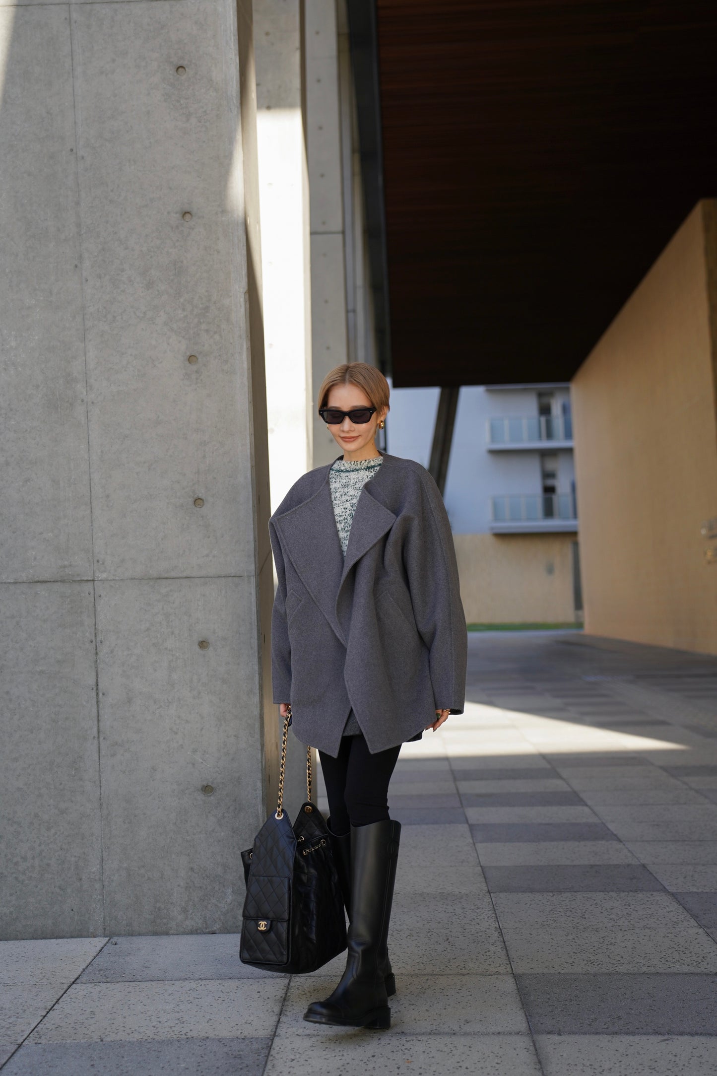 【予約販売1月下旬配送】 SUPER140ショートリバーコート【GRAY】