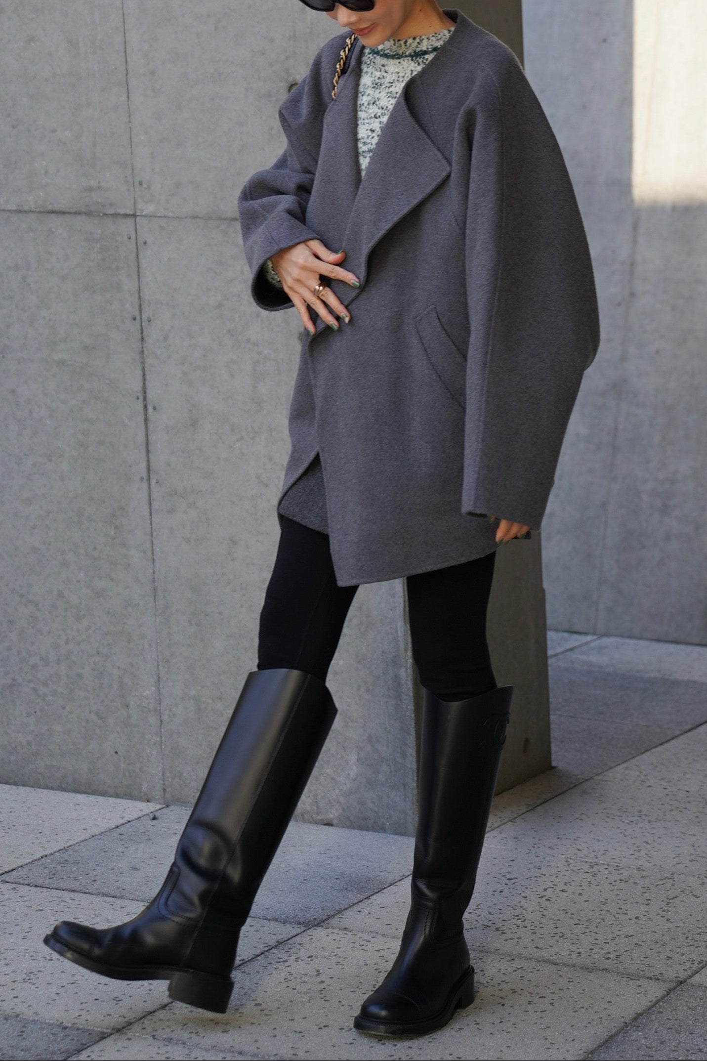 【予約販売1月下旬配送】 SUPER140ショートリバーコート【GRAY】