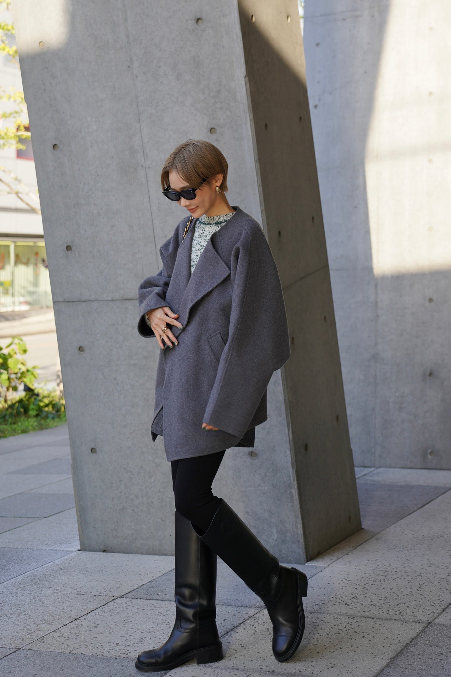 【予約販売1月下旬配送】 SUPER140ショートリバーコート【GRAY】