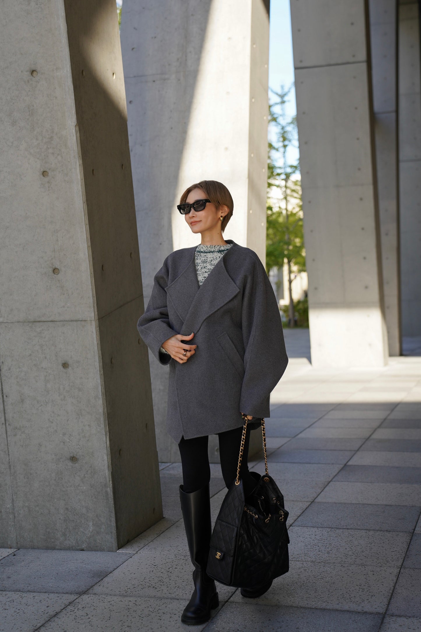 【予約販売1月下旬配送】 SUPER140ショートリバーコート【GRAY】