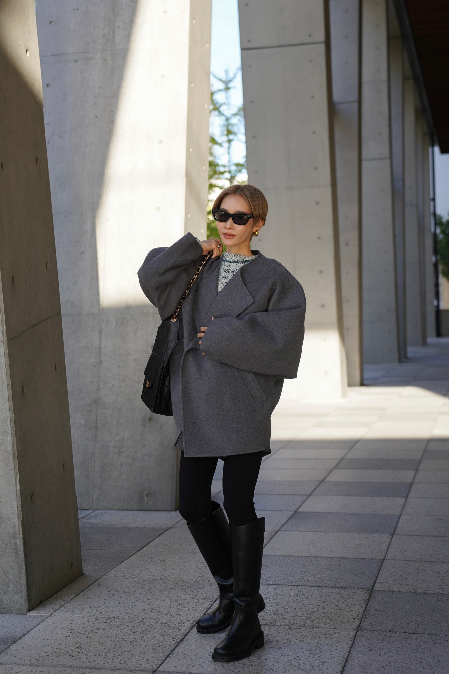 【予約販売1月下旬配送】 SUPER140ショートリバーコート【GRAY】