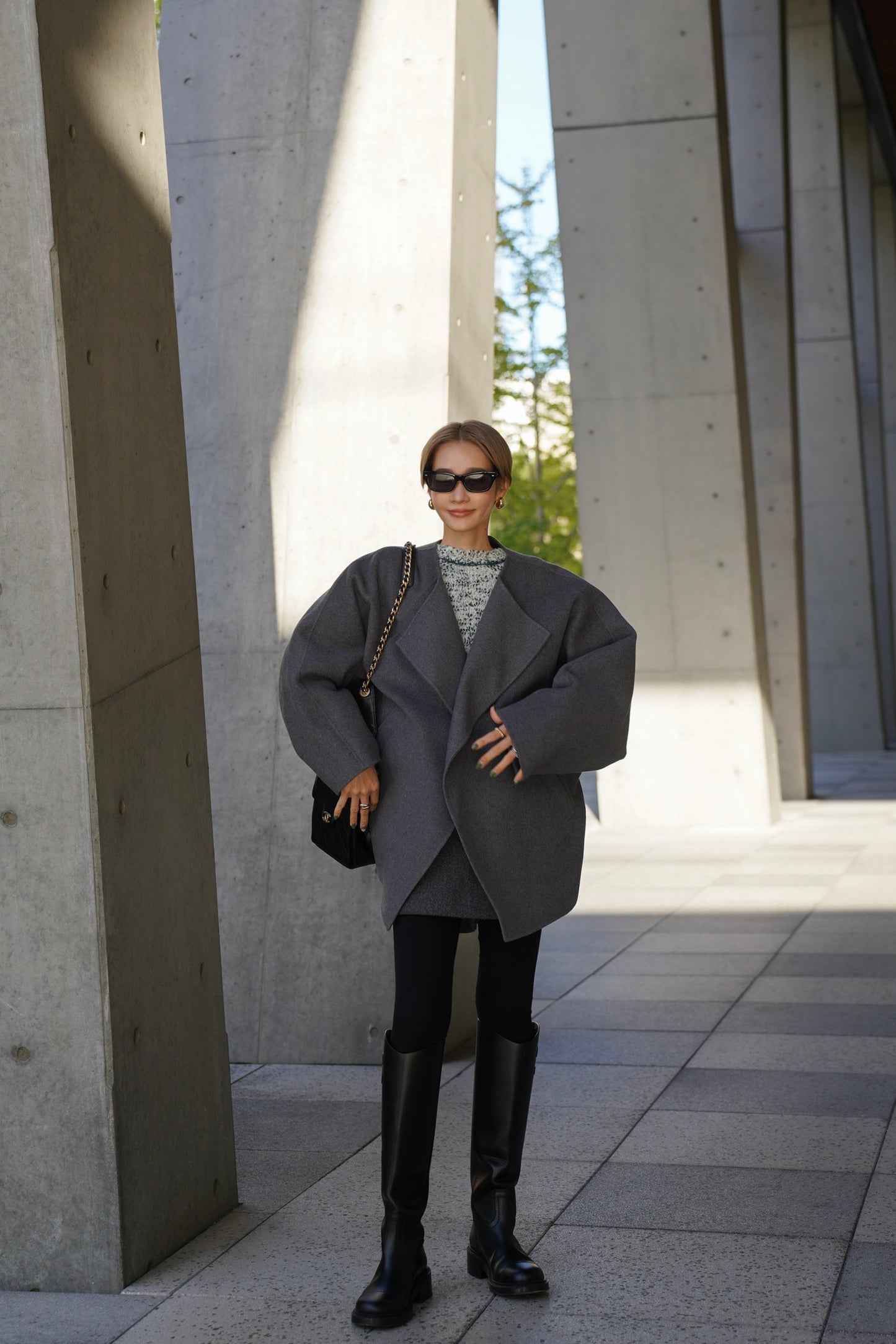 【予約販売1月下旬配送】 SUPER140ショートリバーコート【GRAY】