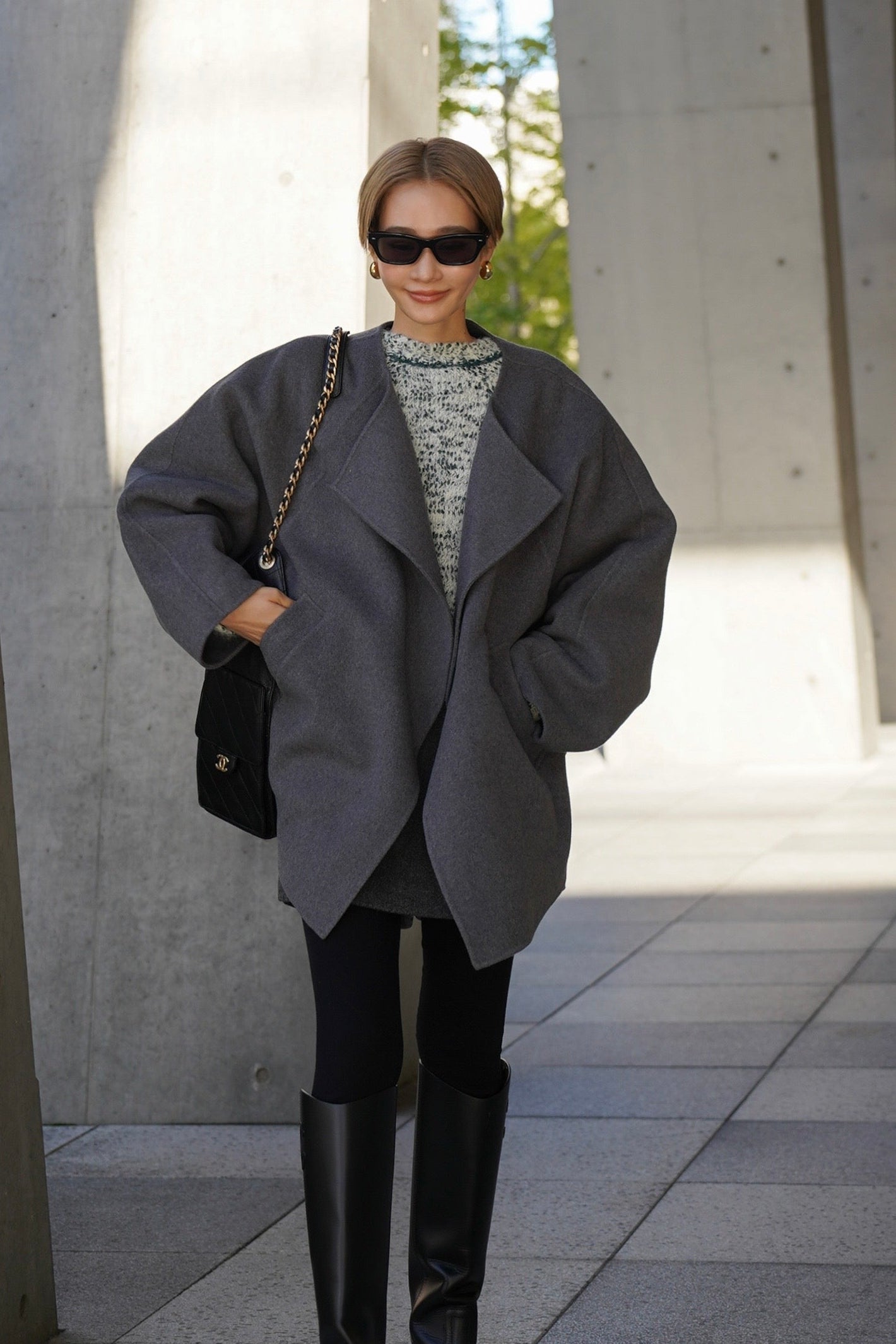 【予約販売1月下旬配送】 SUPER140ショートリバーコート【GRAY】