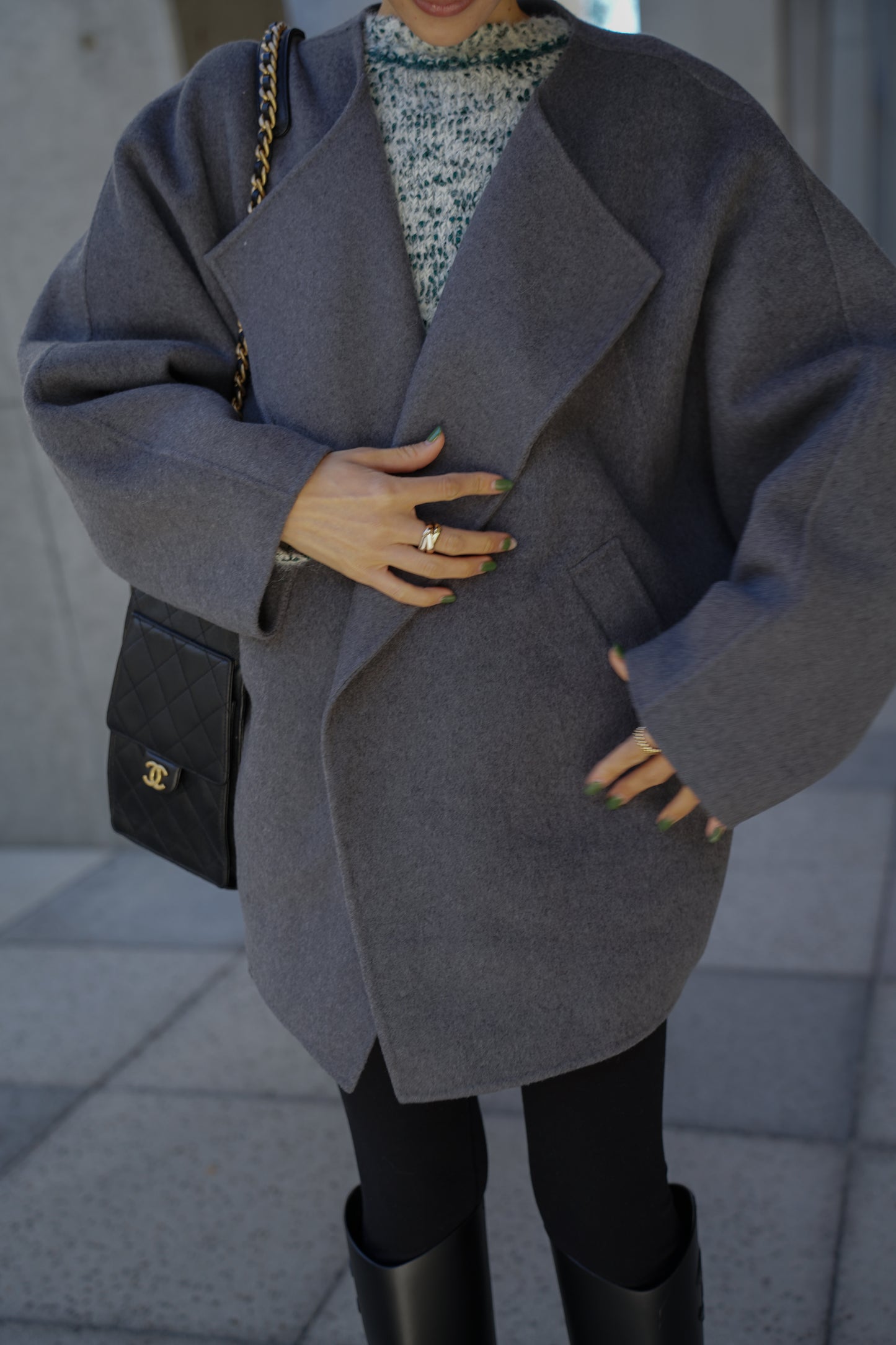 【予約販売1月下旬配送】 SUPER140ショートリバーコート【GRAY】