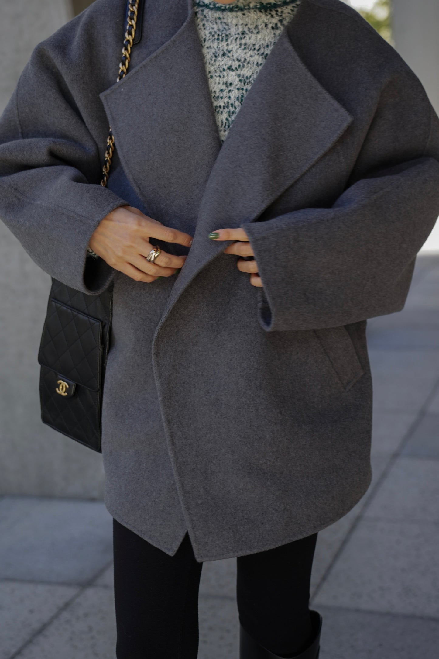 【予約販売1月下旬配送】 SUPER140ショートリバーコート【GRAY】