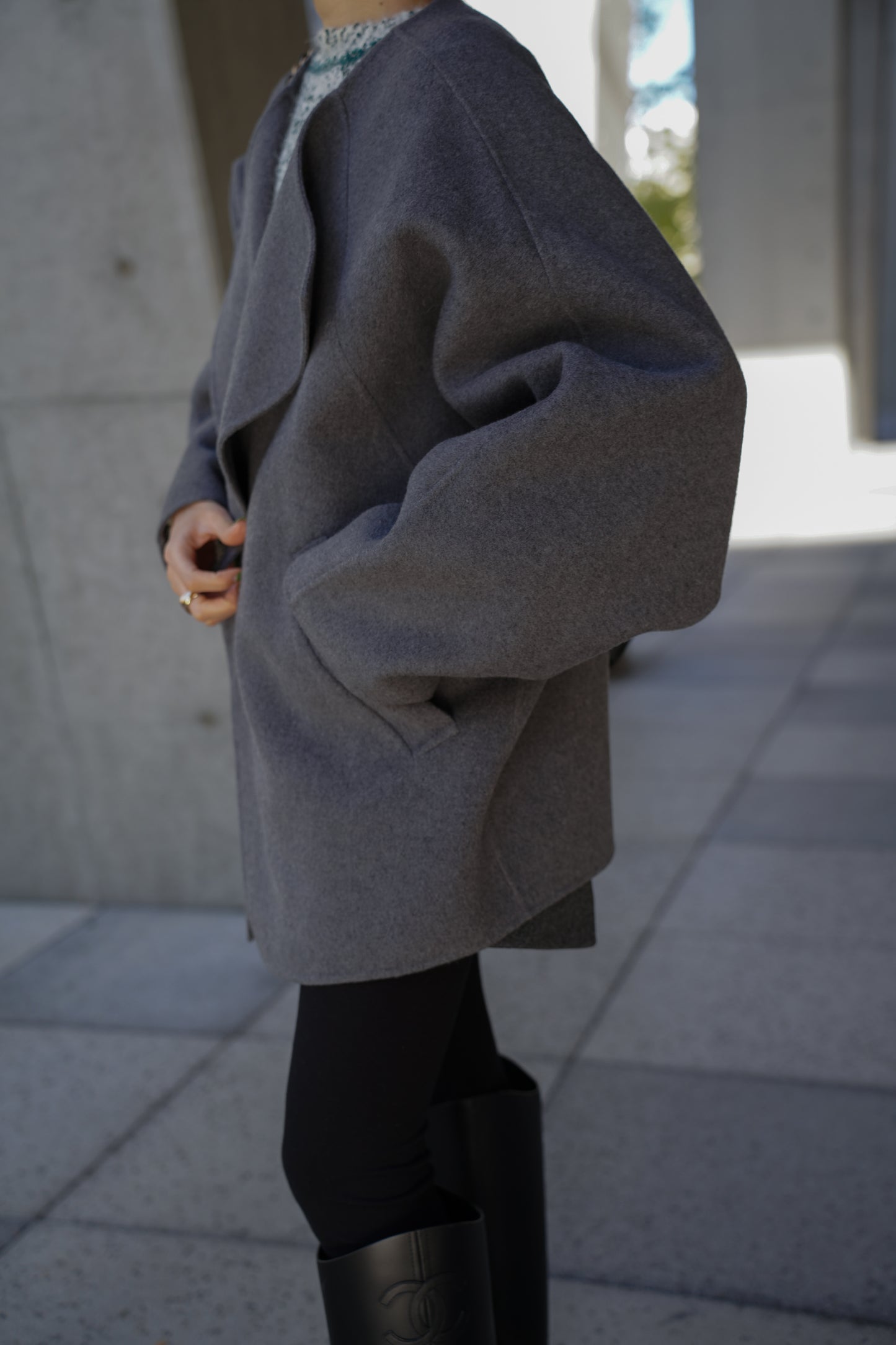 【予約販売1月下旬配送】 SUPER140ショートリバーコート【GRAY】