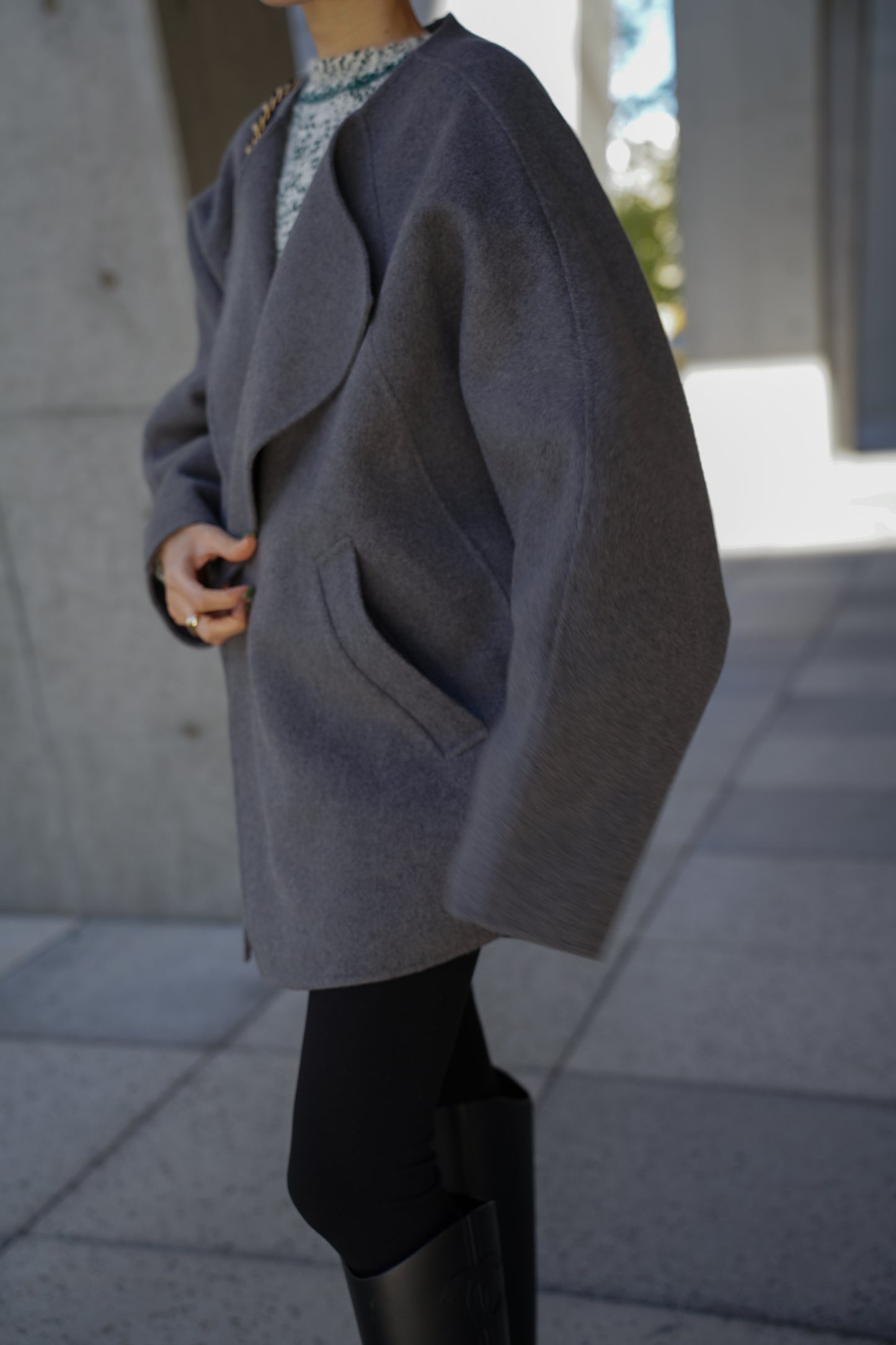 【予約販売1月下旬配送】 SUPER140ショートリバーコート【GRAY】